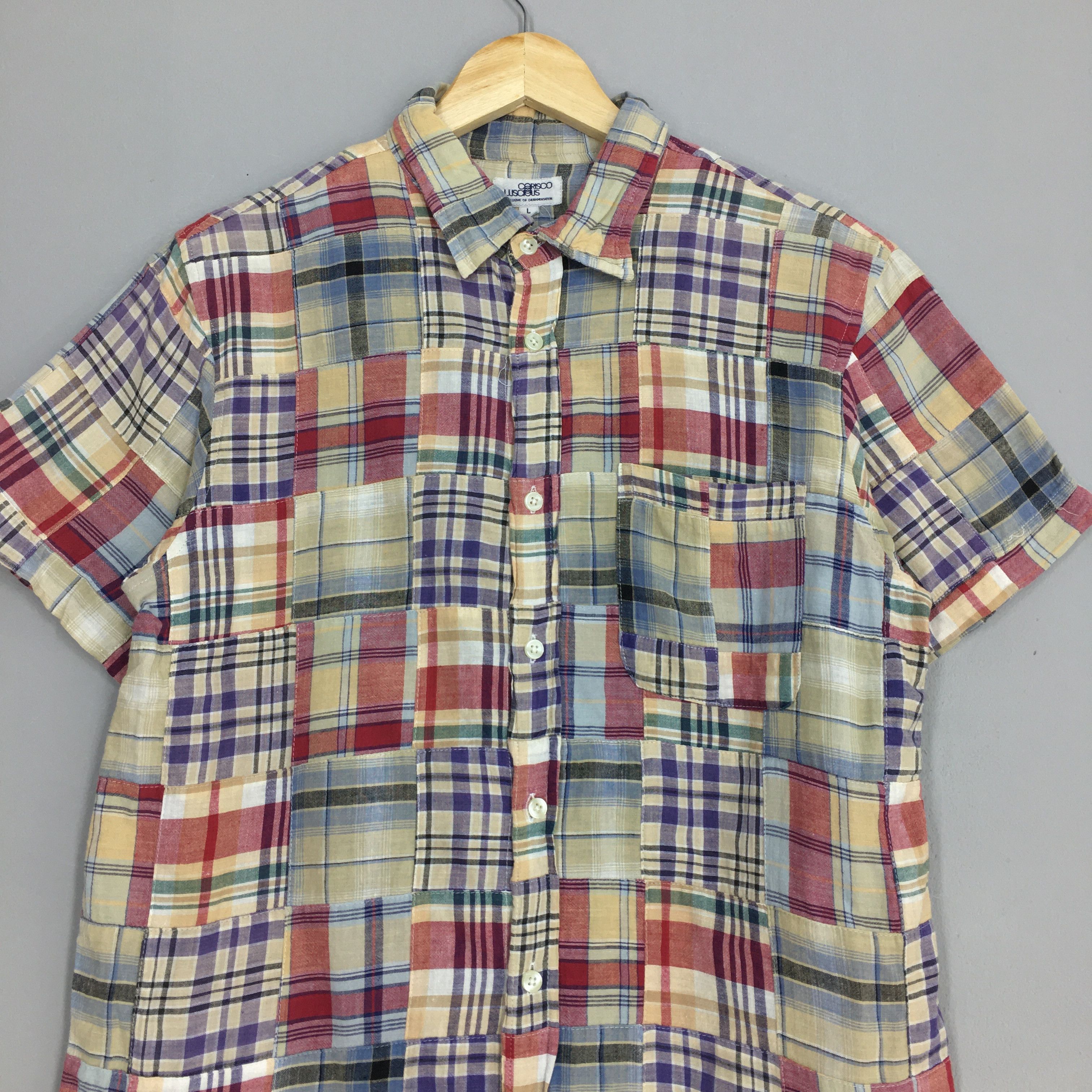 Flannel Vintage Patchwork Checkered Flannel Shirt Large Size US L / EU 52-54 / 3 - 2 Thumbnail