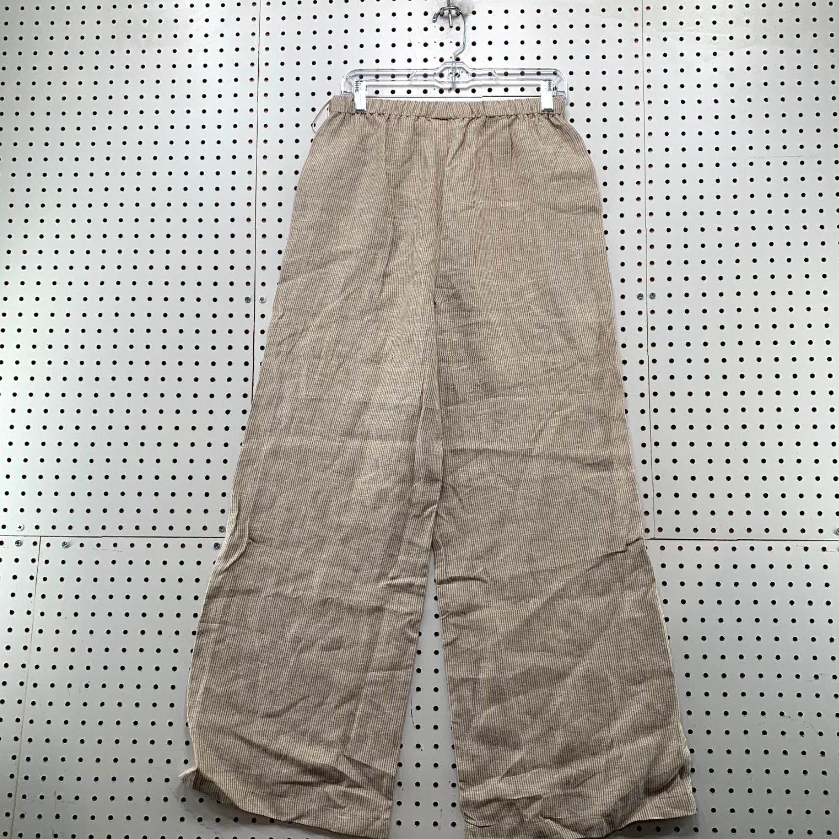 Vintage Solai Linen Pants Womens Large Beige Wide-Leg Drawstring Boho Size 36" / US 14 / IT 50 - 6 Thumbnail