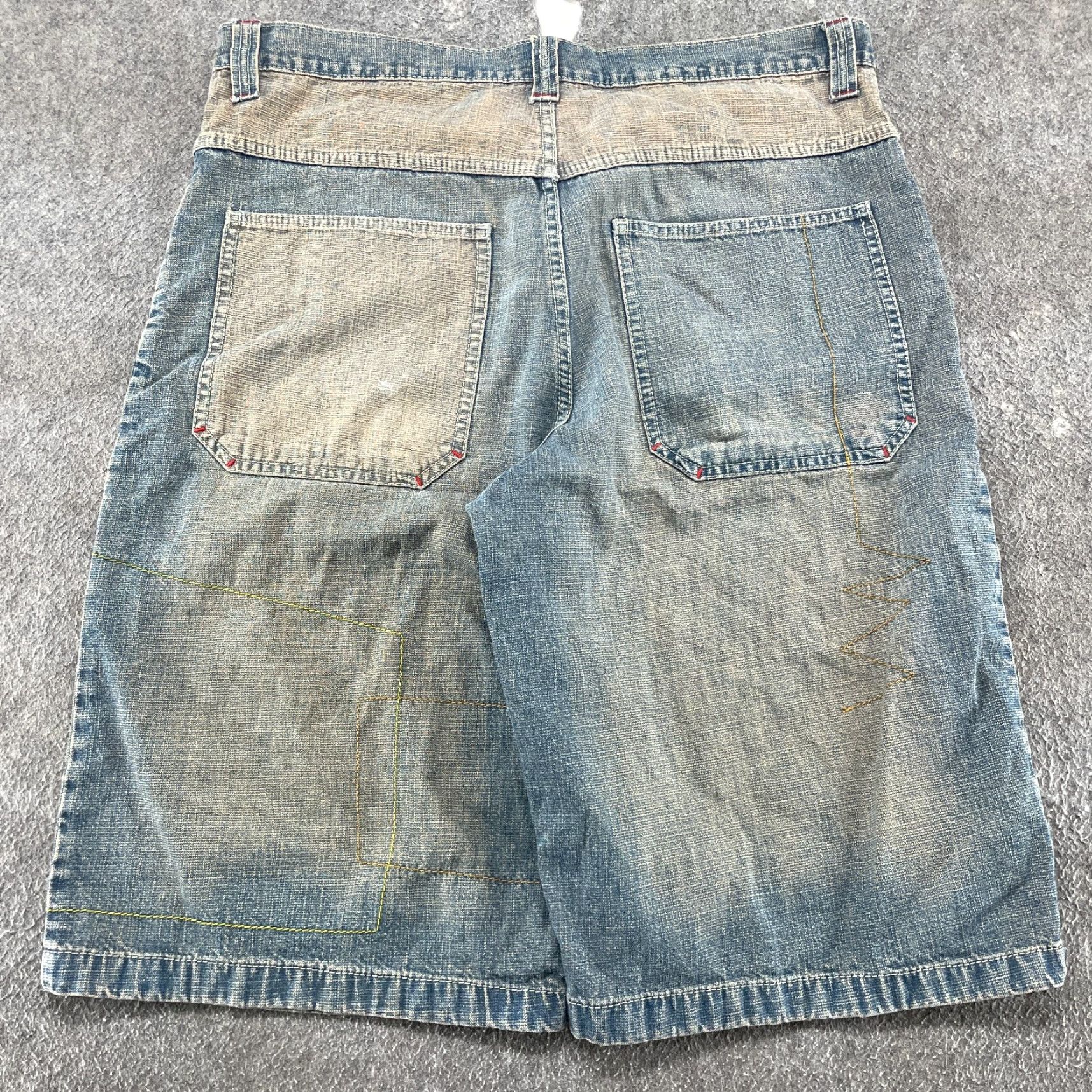 Vintage VINTAGE Baggy Jean Shorts Mens 38 Blue Patchwork Jorts Wide Leg Medium Wash 90s Size US 38 / EU 54 - 2 Thumbnail