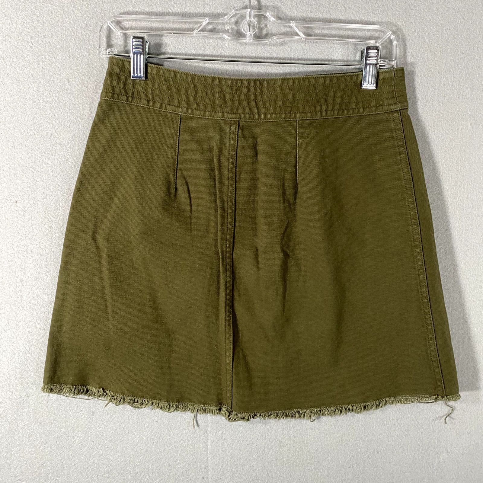 Madewell Madewell A Line Mini Button Up Raw Hem Green Skirt Womans 2 Size 26" / US 2 / IT 38 - 4 Thumbnail
