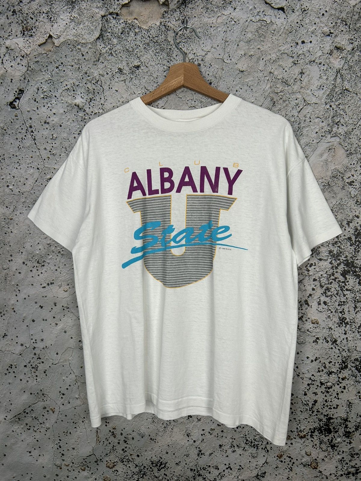 Vintage Vintage Club Albany State Single Stitch 90s Archive Tee Size US L / EU 52-54 / 3 - 1 Thumbnail