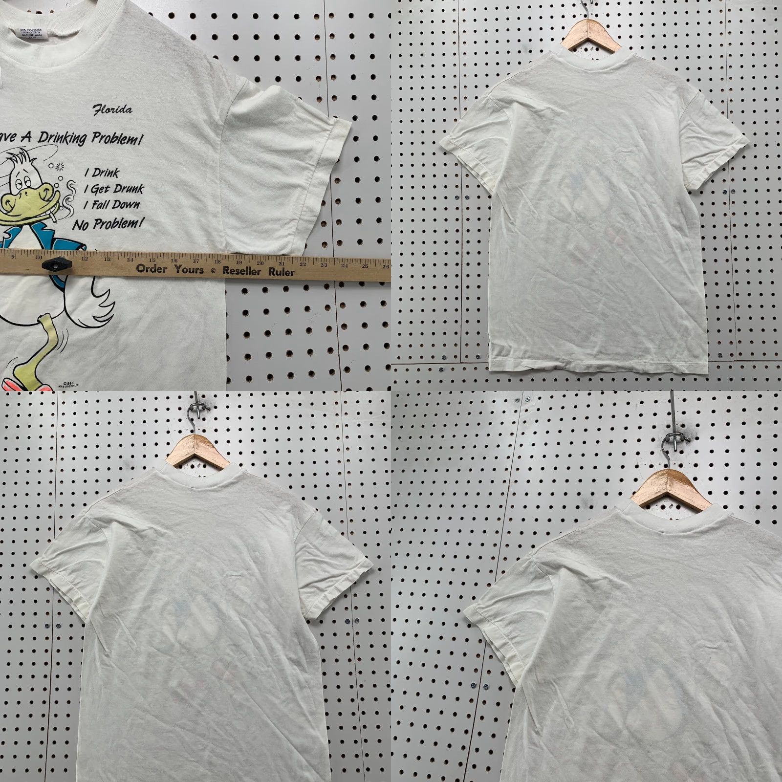 Vintage Vintage Funny Beer Duck T Shirt Mens L White Drinking Problem Single Stitch Size US L / EU 52-54 / 3 - 9 Thumbnail
