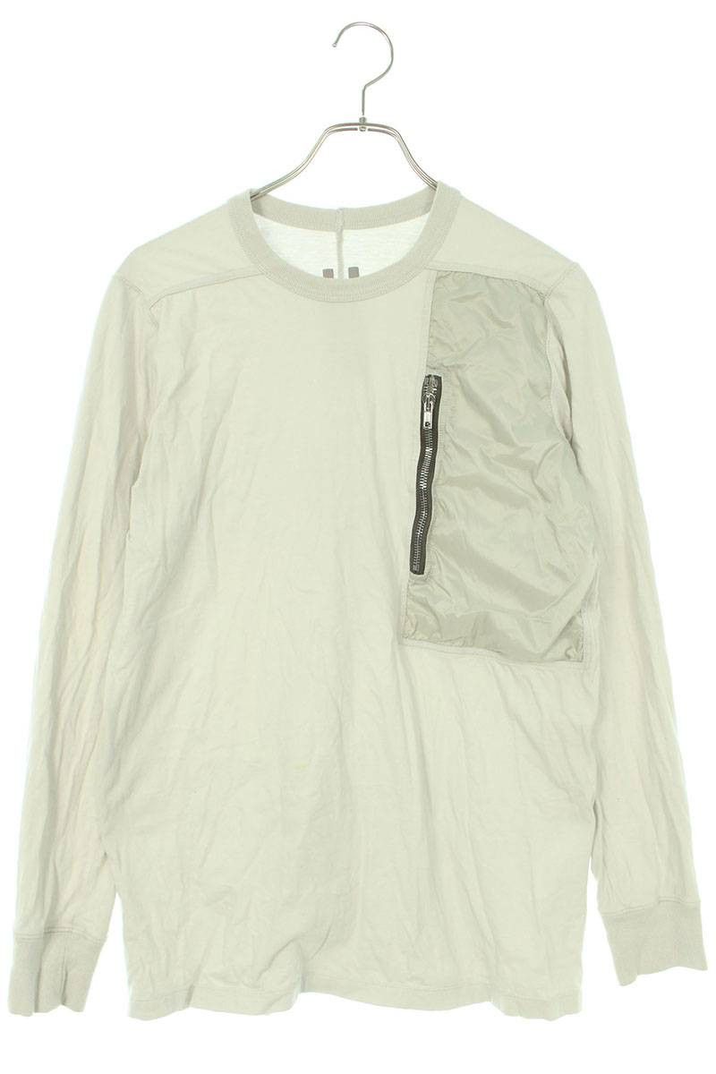 image of Rick Owens Ss21 "phlegethon" Utility Pocket Long Sleeve Tee in White, Men's (Size Medium)