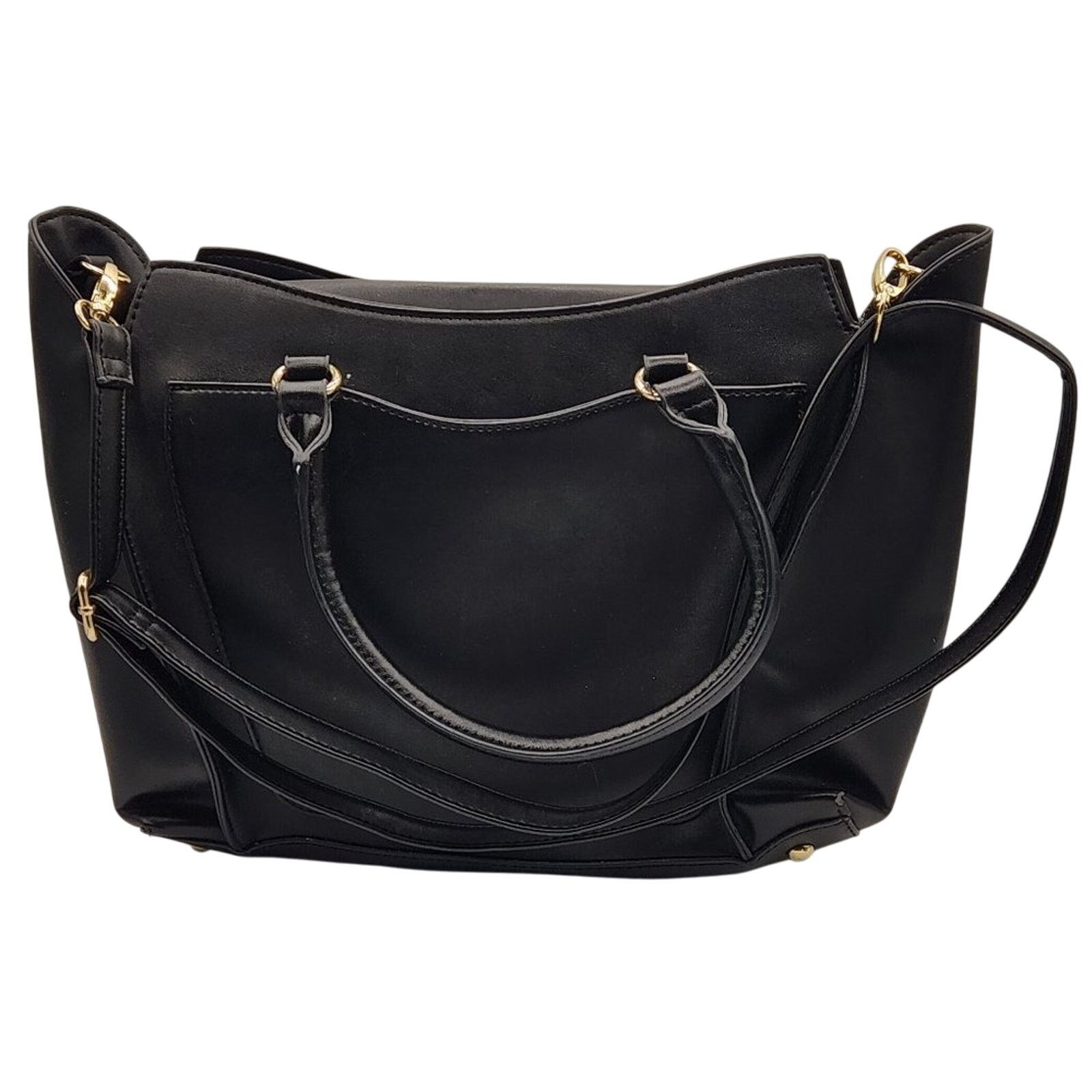 London Fog London Fog Black Leather Convertible Satchel/Crossbody Size ONE SIZE - 3 Thumbnail