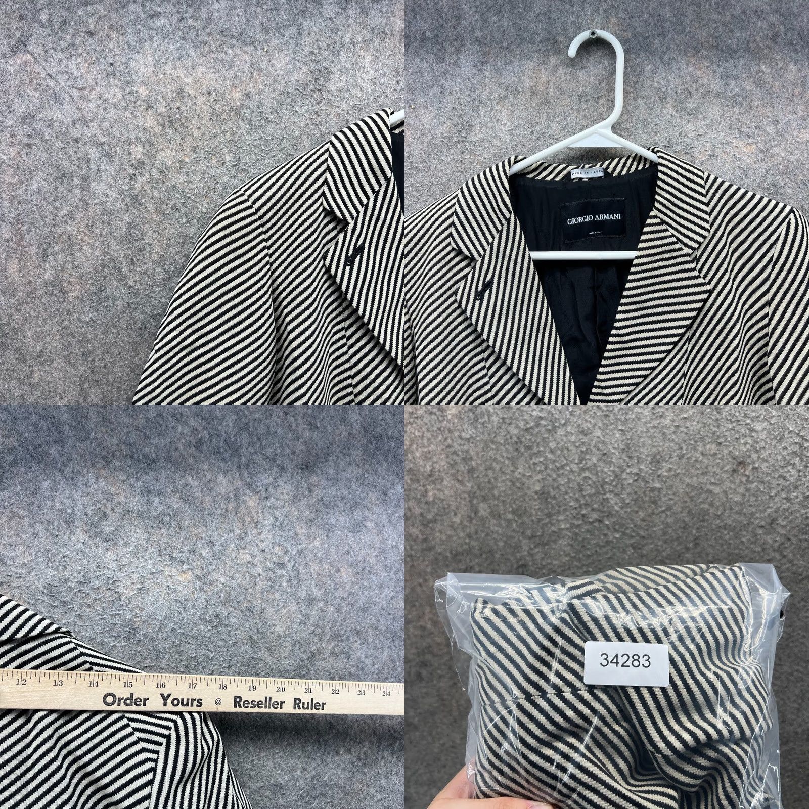 Giorgio Armani VINTAGE Giorgio Armani Blazer Womens 32 Black Beige Striped Wool Made in Italy Jacket Size XXS / US 00 / IT 34 - 8 Thumbnail