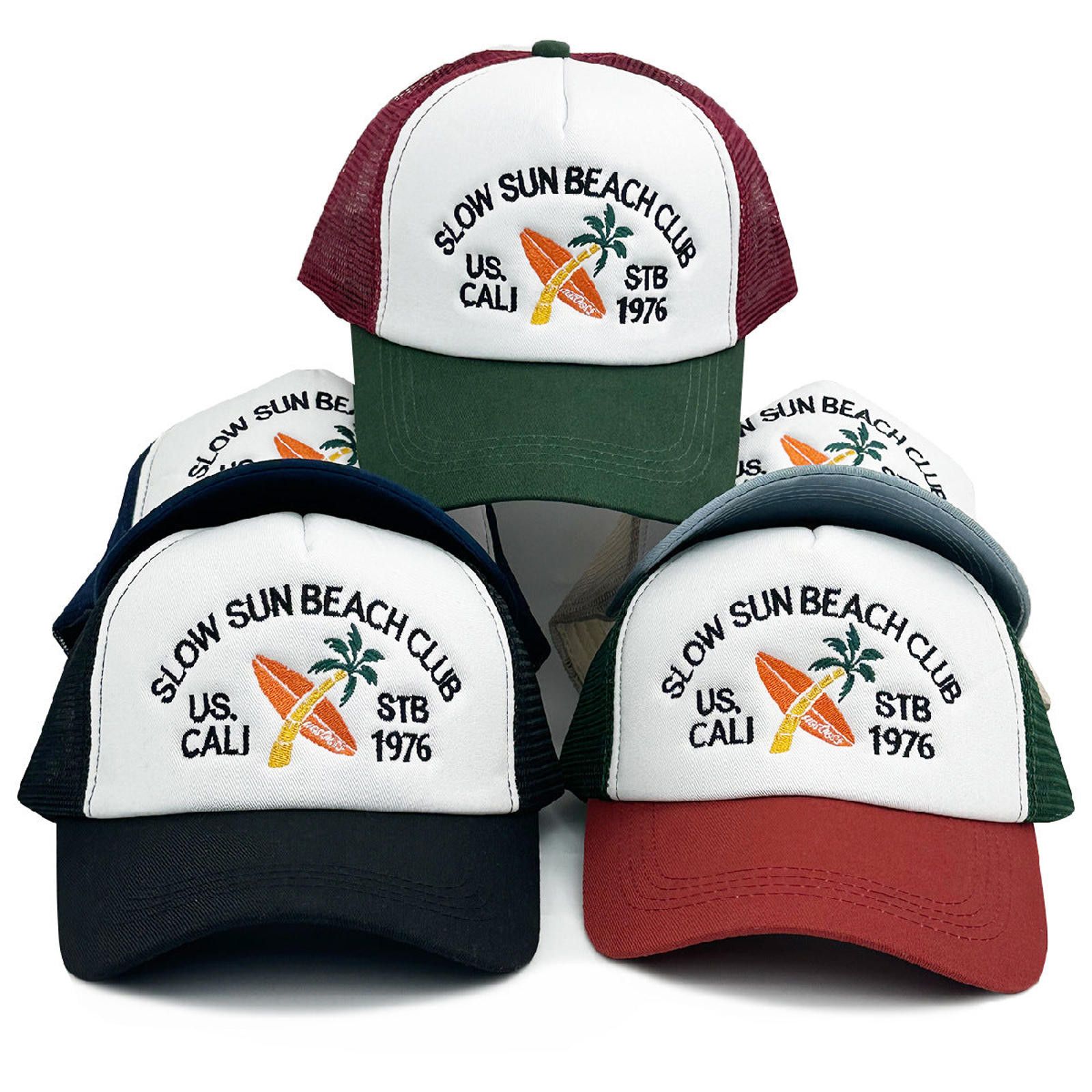 Vintage 'Slow Sun Beach Club' Embroidered Mesh Trucker Hat Size ONE SIZE - 1 Thumbnail