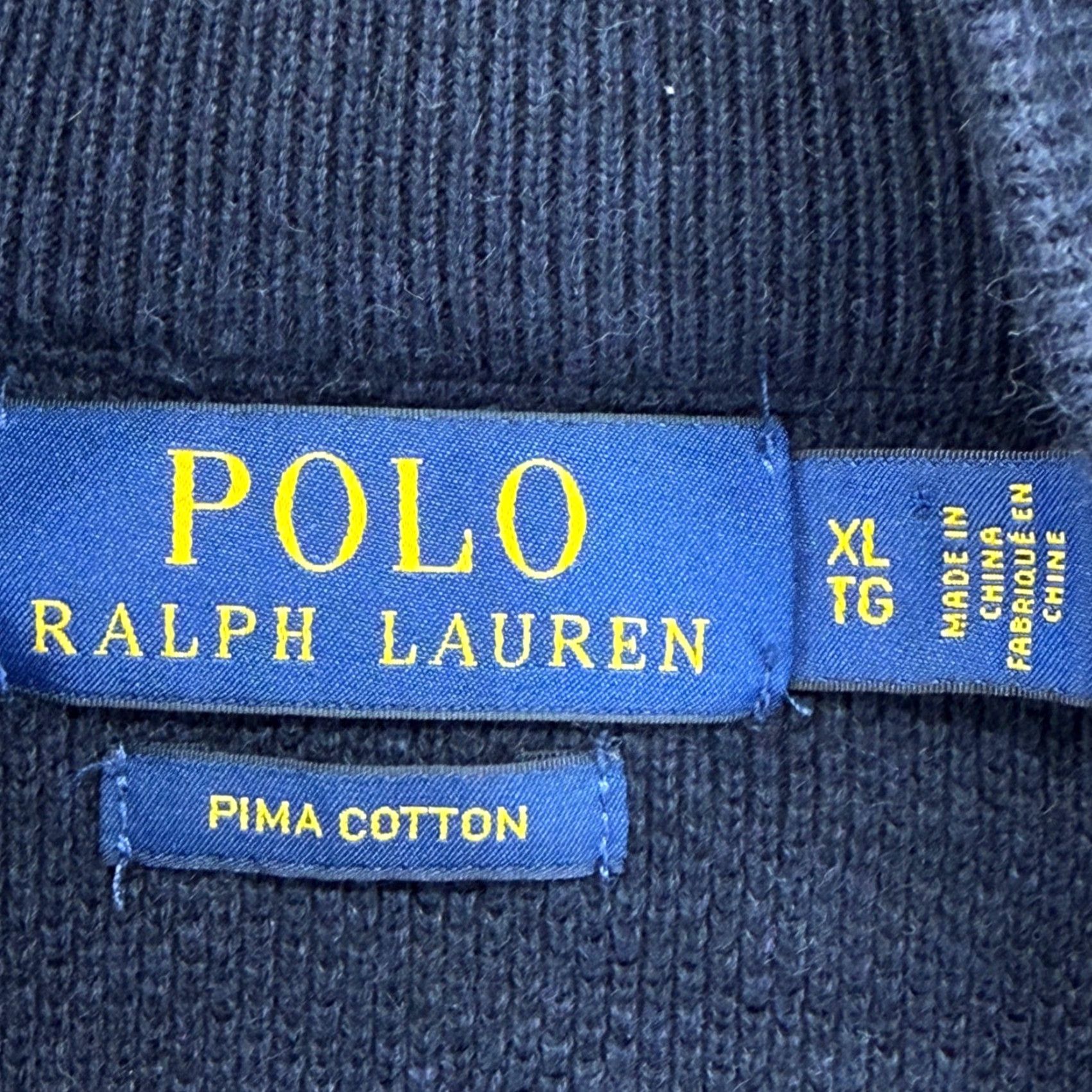 Polo Ralph Lauren Polo Ralph Lauren Mens XL Navy Blue Pima Cotton Quarter Zip Mock Neck Sweater Size US XL / EU 56 / 4 - 3 Thumbnail
