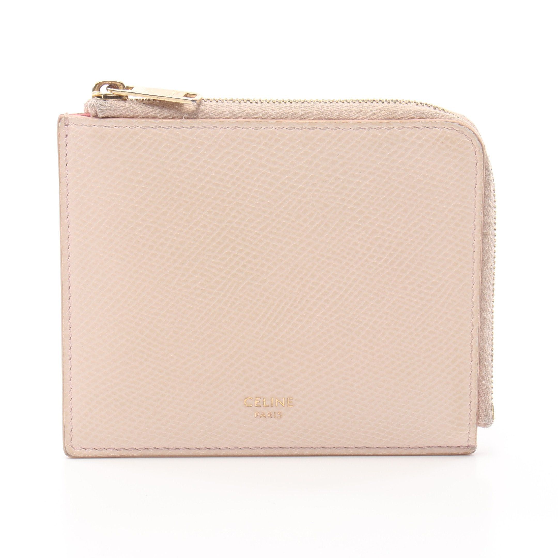 image of Celine Coin Purse Leather Light Pink Logo, Women's