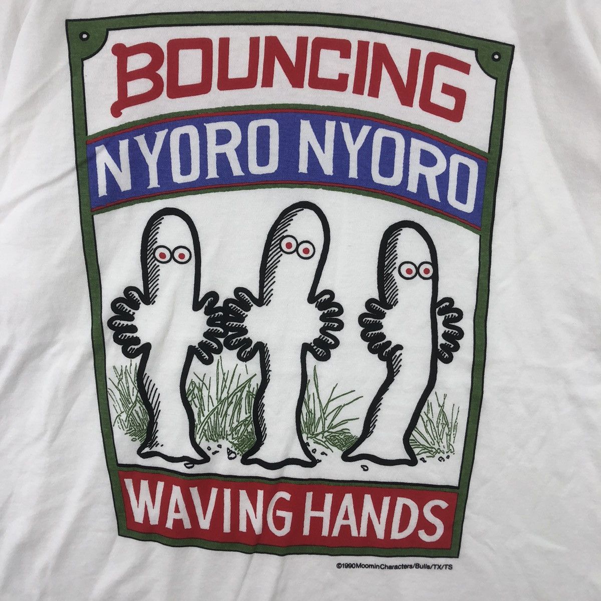 Vintage Vintage 1990 SNUFKIN MOOMIN NYORO Bouncing Tee Shirt Top Size US L / EU 52-54 / 3 - 3 Thumbnail