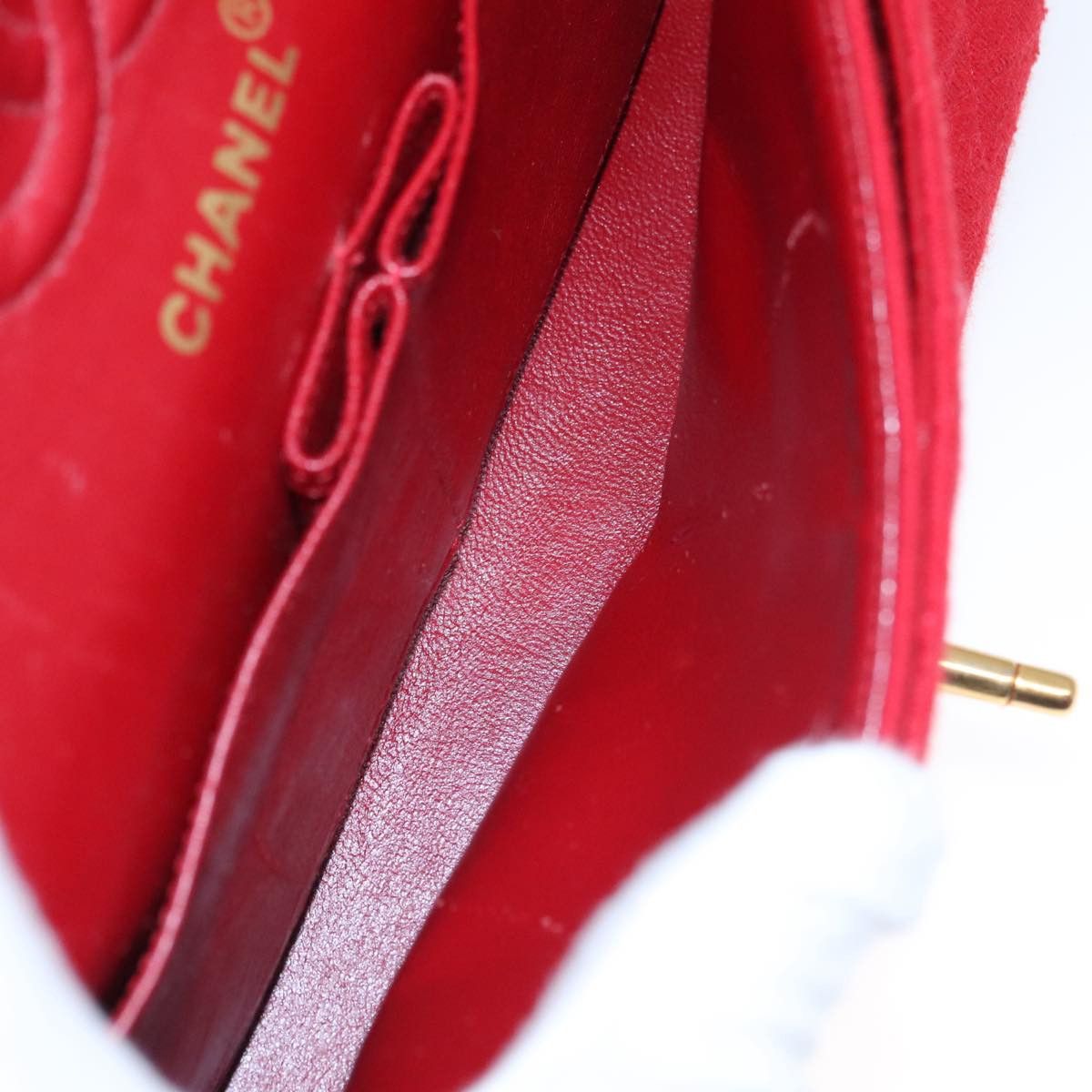 Chanel CHANEL Matelasse Chain Shoulder Bag Cotton Red Gold CC Size ONE SIZE - 11 Thumbnail