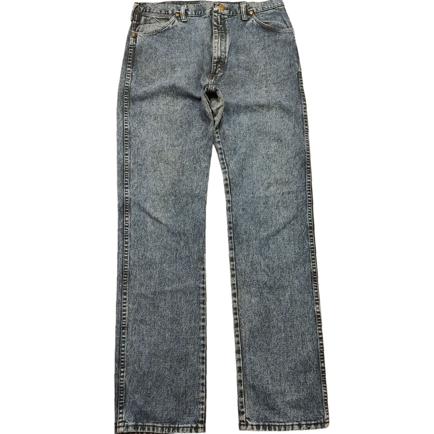 Wrangler VINTAGE Wrangler 13MWZ Jeans Bootcut Denim Blue 35x34 USA Mens Regular 5-Pocket Distressed Size US 35 - 2 Thumbnail