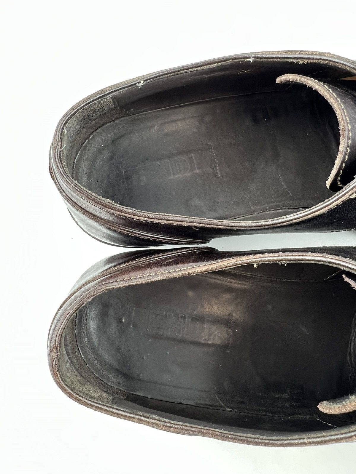 Fendi FENDI Derby Leather Shoes Lace Up Wingtip Logo Brown Men’s Size US 8 / EU 41 - 19 Thumbnail