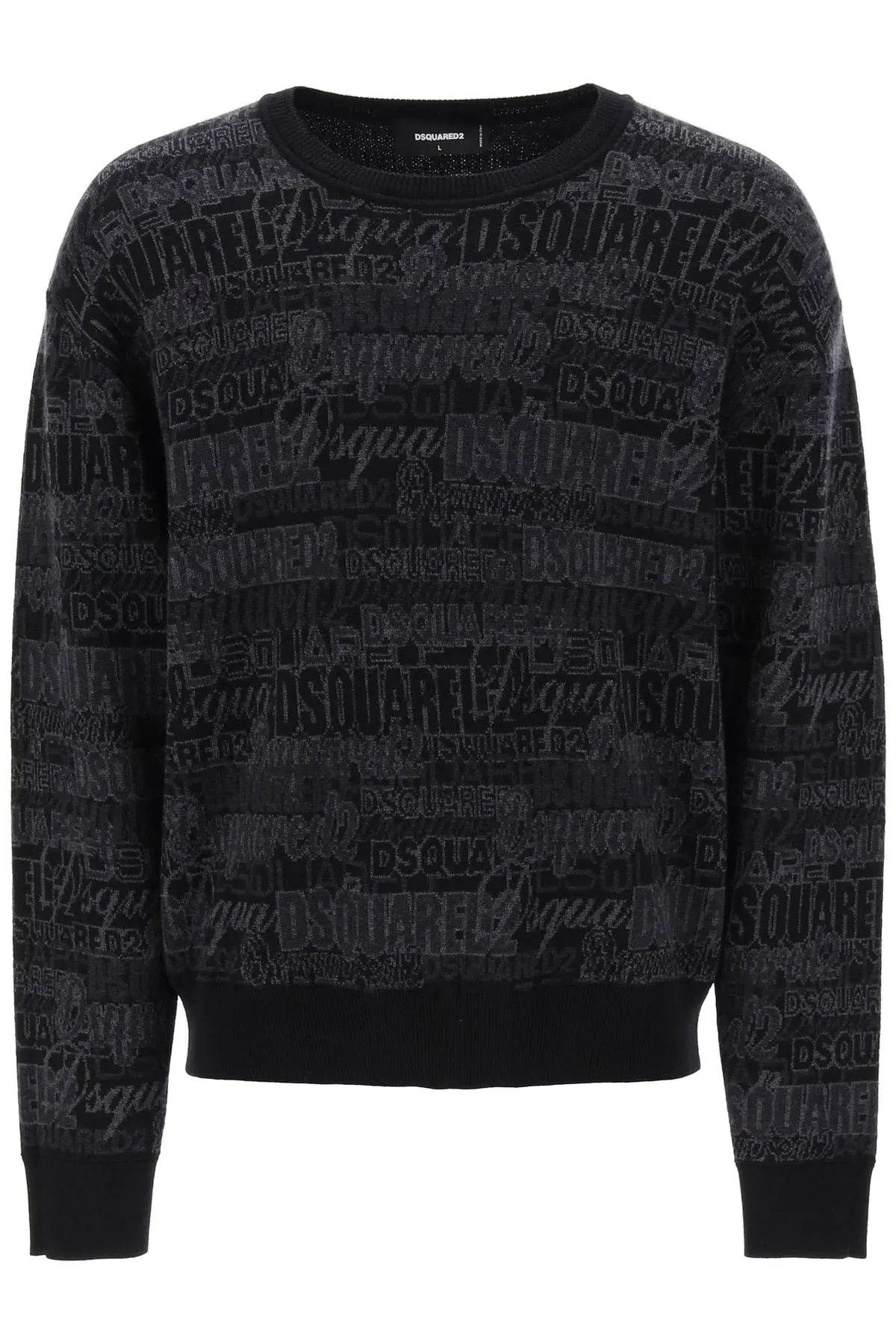 image of Dsquared2 O1S22I1N0224 Logo Lettering Motif Wool Sweater In Grey, Men's (Size XL)