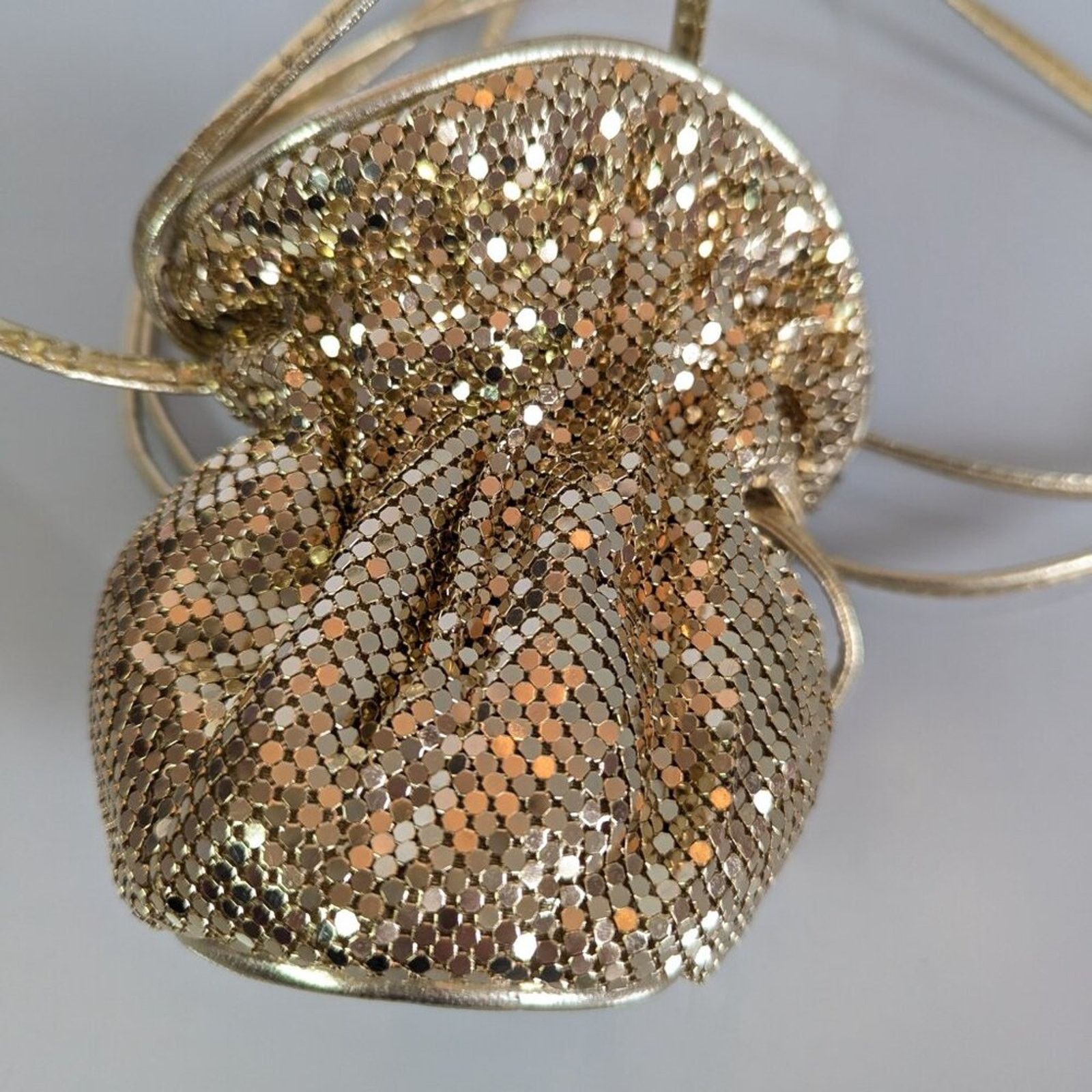Vintage Whiting And Davis Vintage Gold Mini Drawstring Bucket Bag Size ONE SIZE - 5 Thumbnail