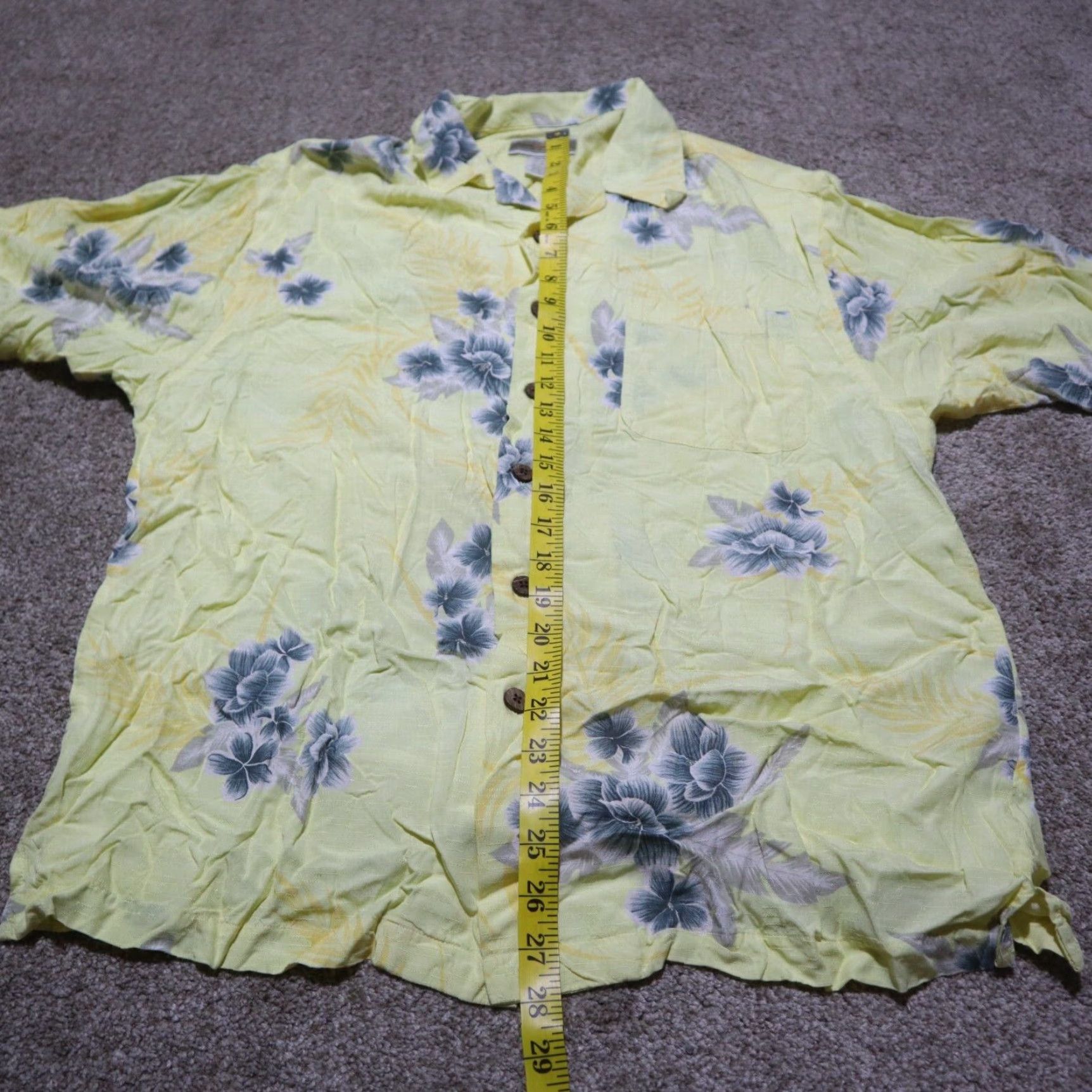 Vintage Original Island Sport Shirt Men M Medium Yellow Floral Hawaiian Button-Down Long Sleeve Size US M / EU 48-50 / 2 - 6 Thumbnail