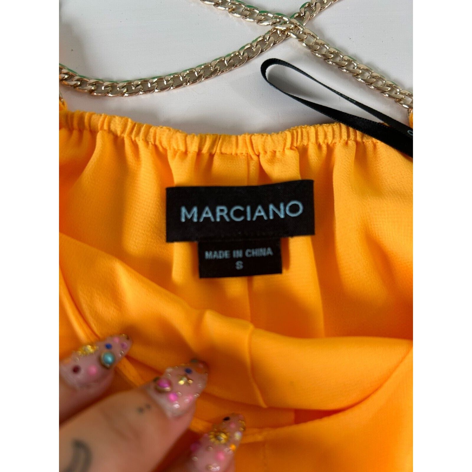 Other Marciano Yellow Tiered Ruffle Round Neck Chain Strap Blouse Size S / US 4 / IT 40 - 5 Thumbnail