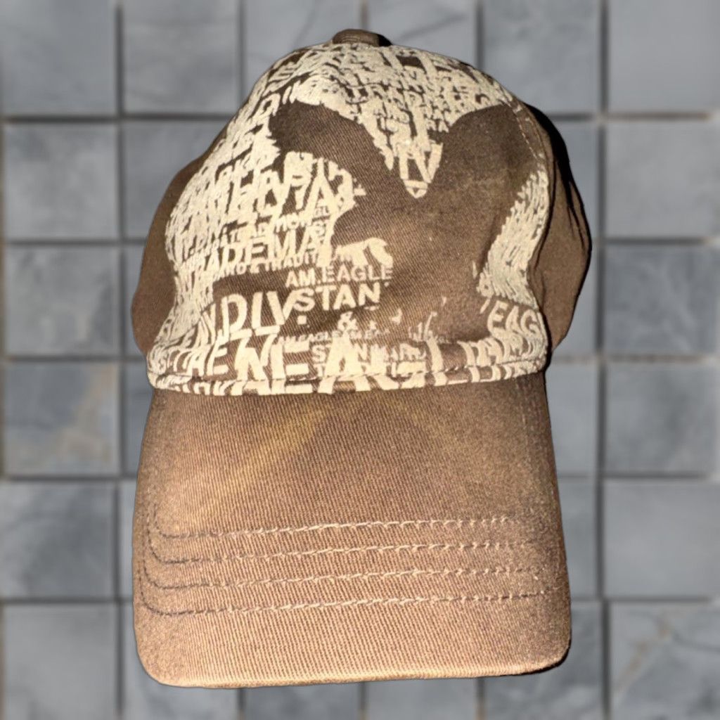 American Eagle Outfitters VINTAGE American Eagle Outfitters Hat Cap S/M Brown Geometric Eagle Word-Art Since 77 2000s Y2K Mens Boys Size ONE SIZE - 1 Thumbnail