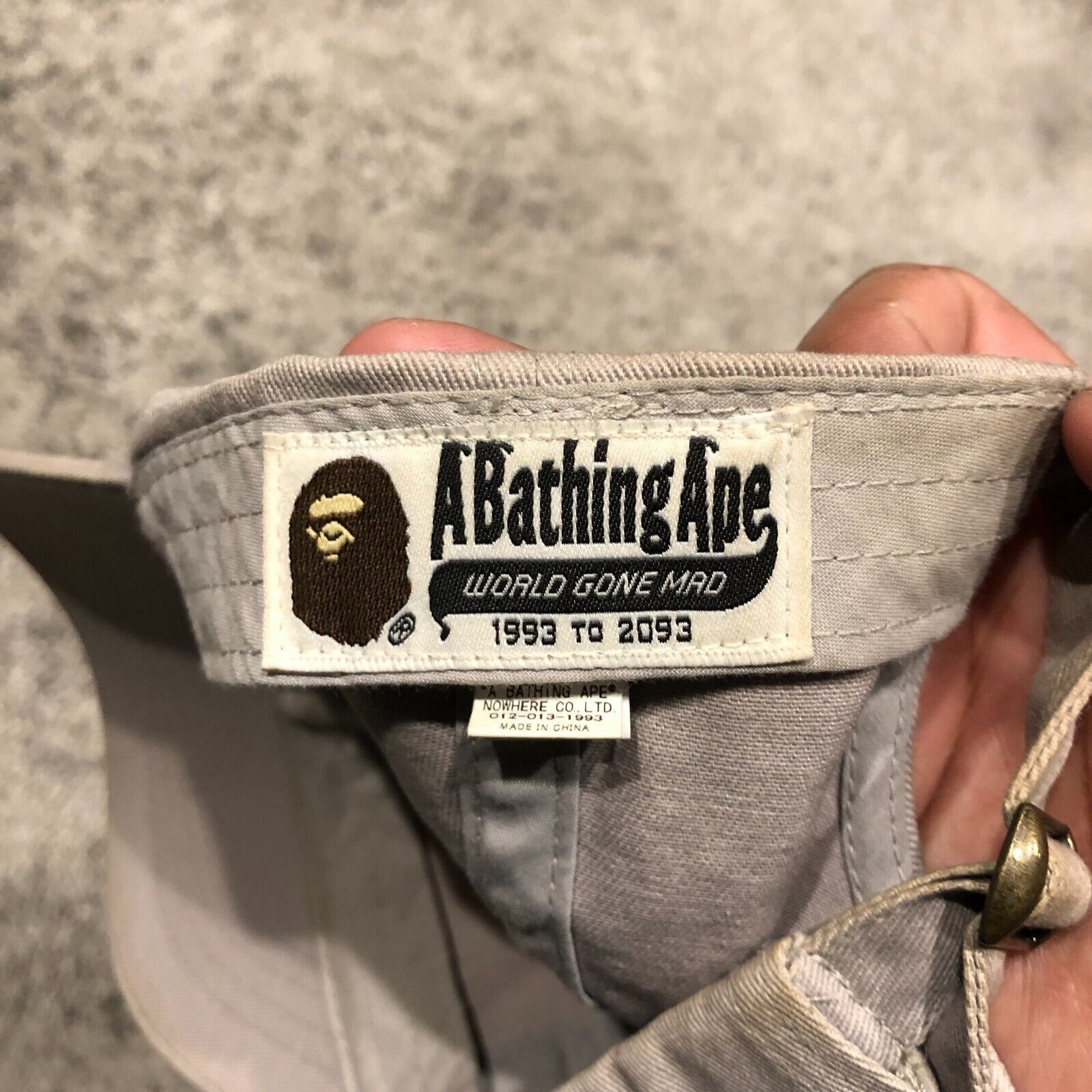 Bape 2022 Bape A Bathing Ape Light Gray Cotton Baseball Cap Hat Size ONE SIZE - 7 Thumbnail