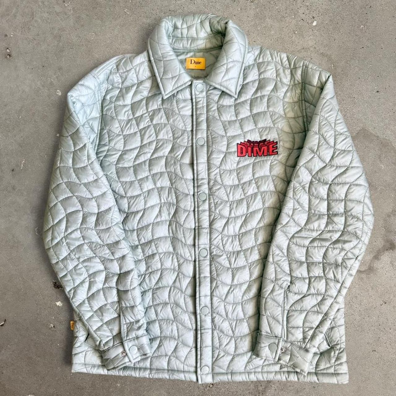 Dime Dime Green Wave Quilted Streetwear Button Snap Jacket Size US L / EU 52-54 / 3 - 1 Thumbnail