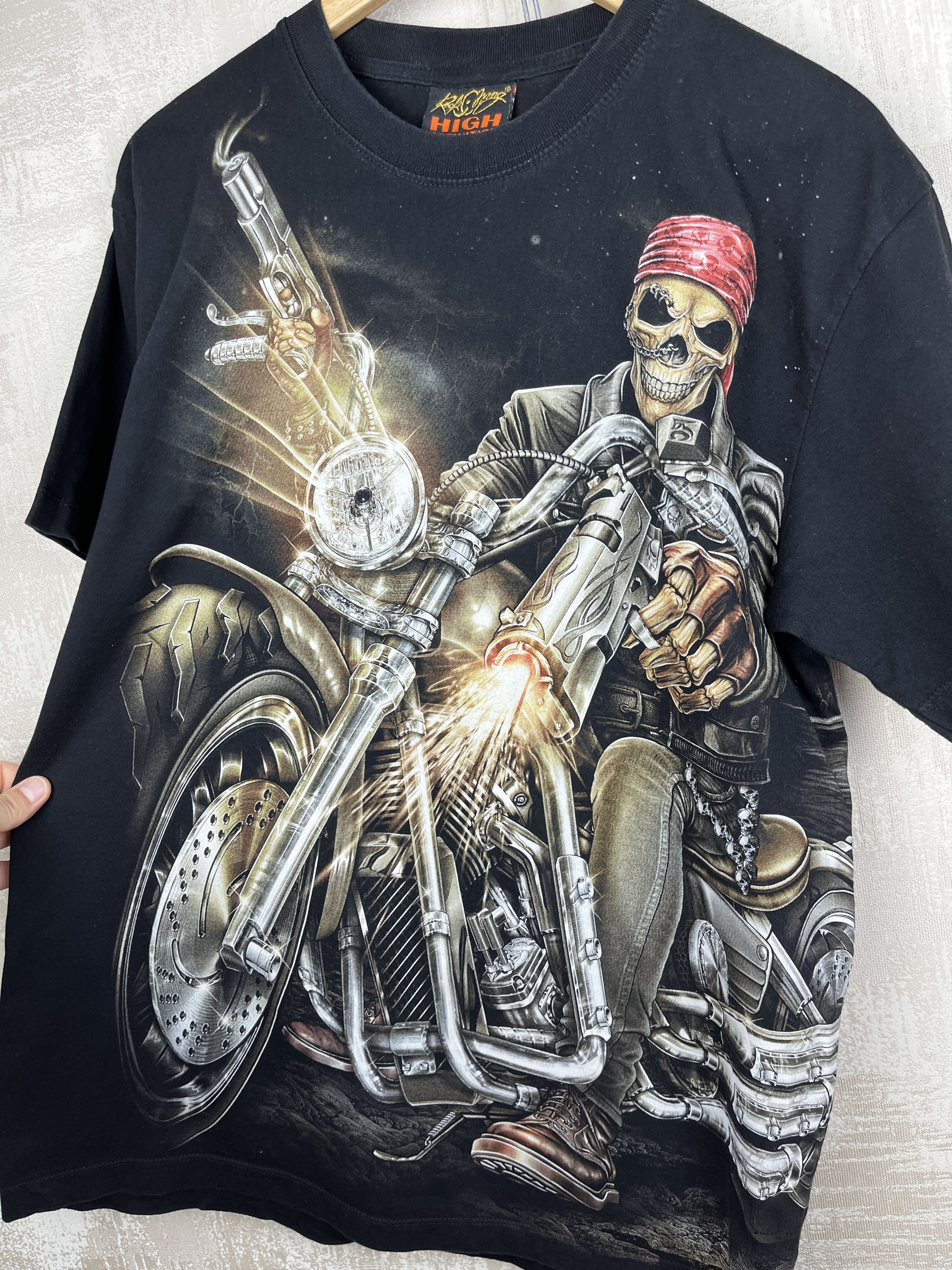 Vintage Rock Chang Skull Biker Motorcycle Chopper Vintage T-shirt Size US L / EU 52-54 / 3 - 9 Thumbnail