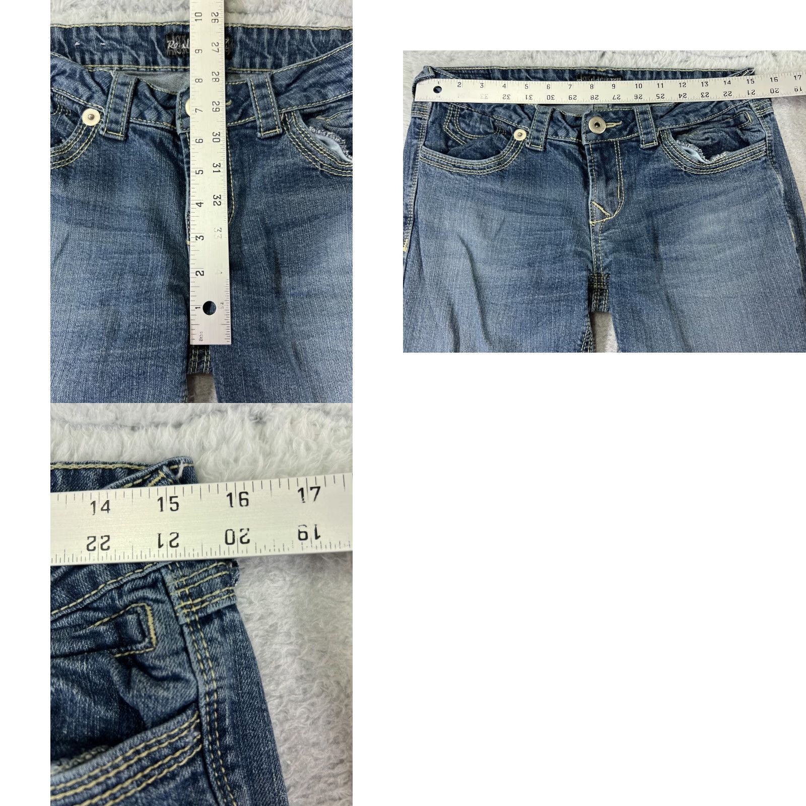 Denime Royal Blue Jeans Womens 7 Bootcut Low Rise Embroidered Denim 5-Pocket Regular Inseam 33in Blue Cotton Vintage: No Size 28" / US 6 / IT 42 - 9 Thumbnail