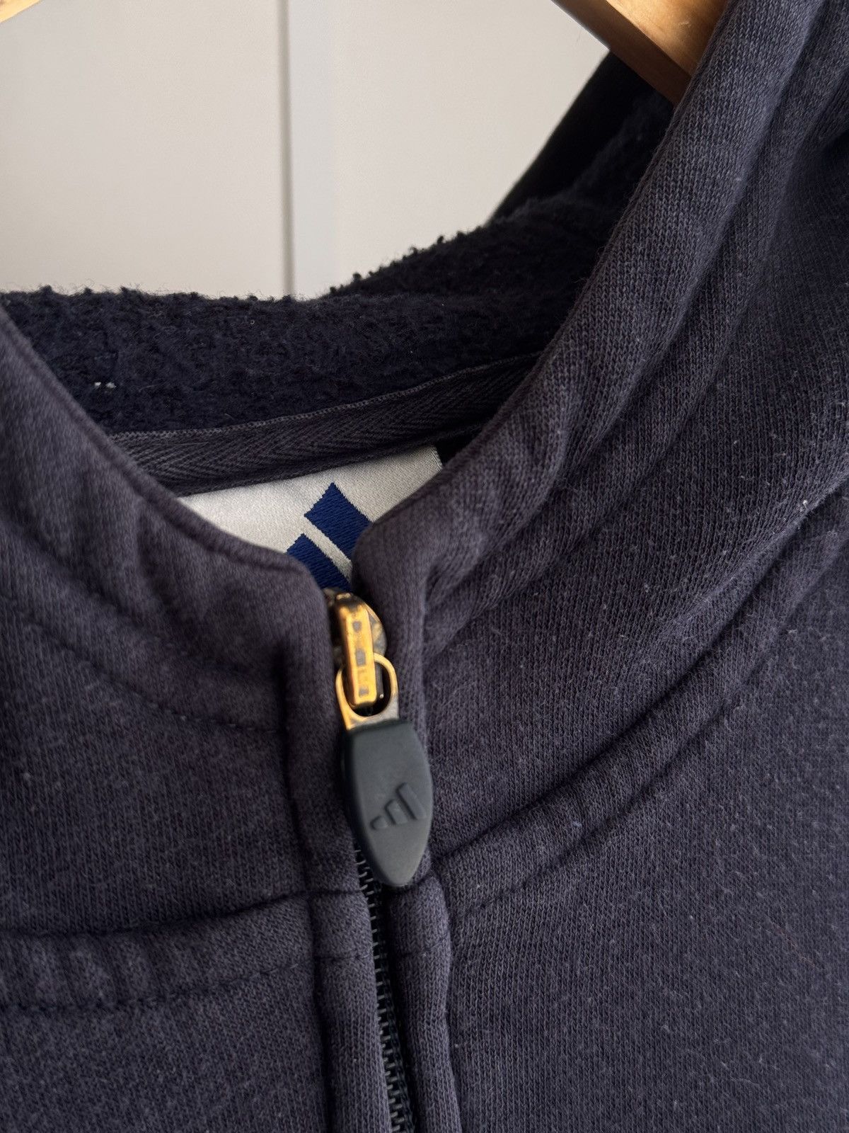 Adidas × Vintage Vintage Adidas Big Logo Navy Zip Hoodie Size US L / EU 52-54 / 3 - 4 Thumbnail