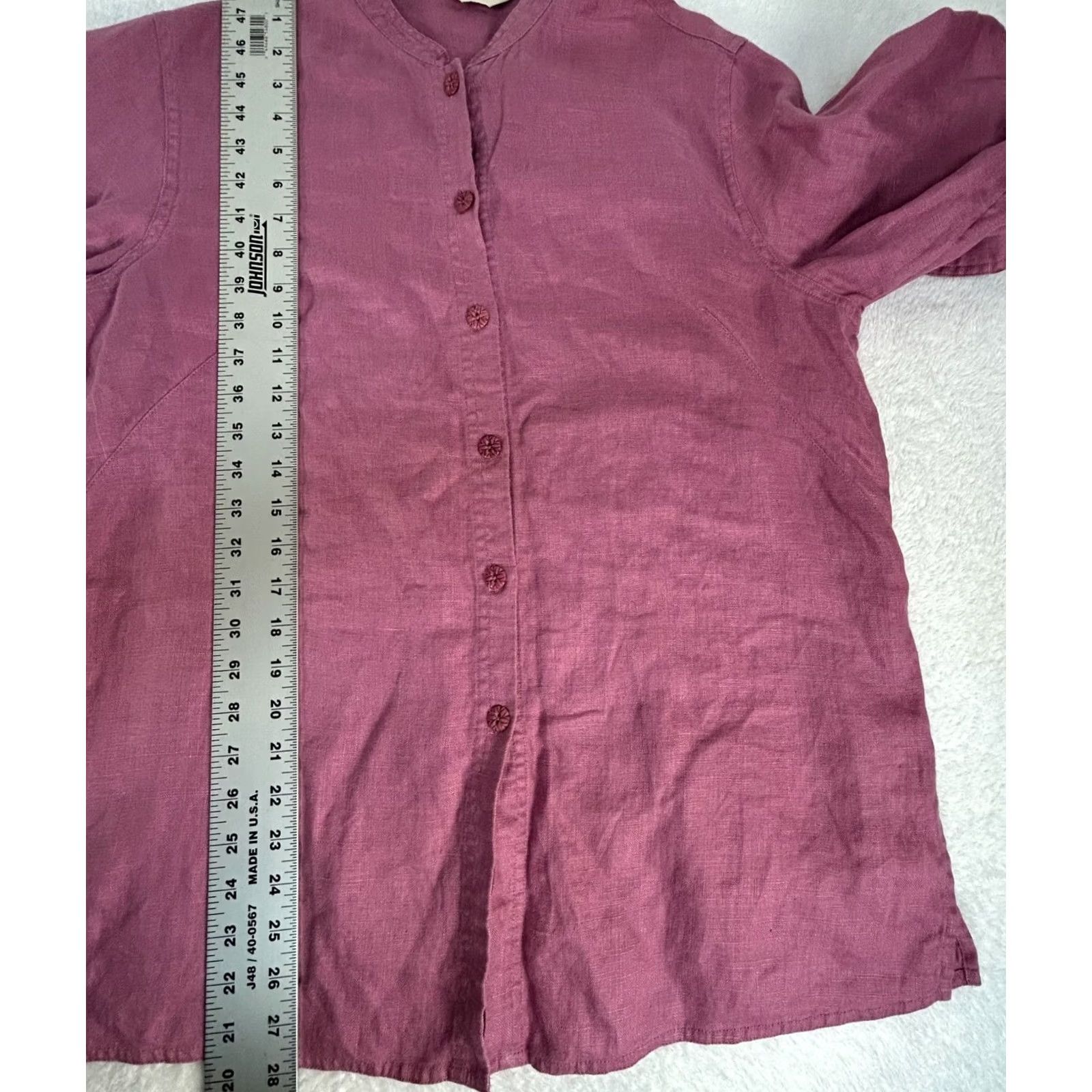 J. Jill J. Jill Womens Purple Linen Button-Up Tunic Top Medium Casual Long Sleeve Size M / US 6-8 / IT 42-44 - 7 Thumbnail