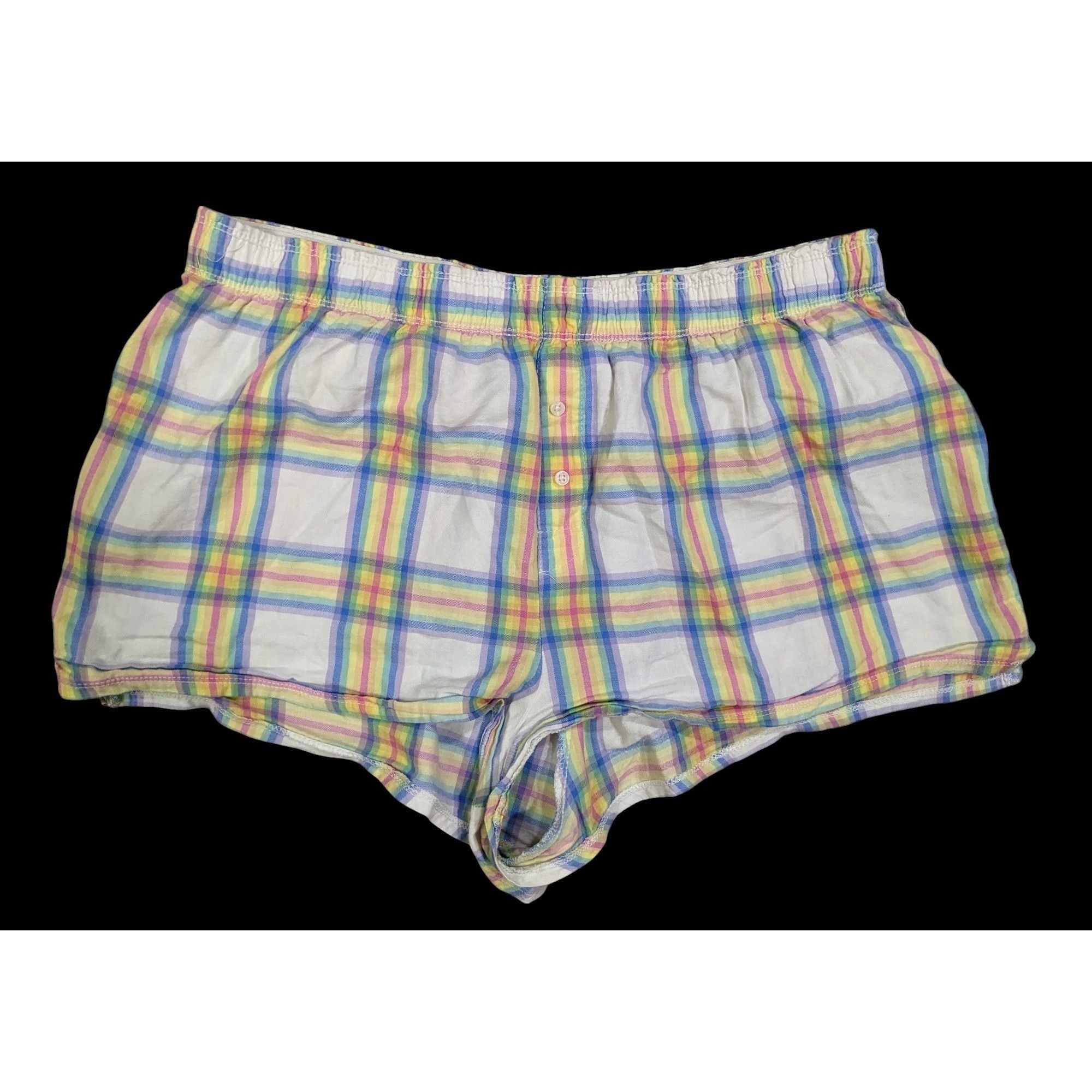 Other Retro Rainbow Plaid Casual Shorts by Colsie Size 34" / US 12 / IT 48 - 1 Thumbnail
