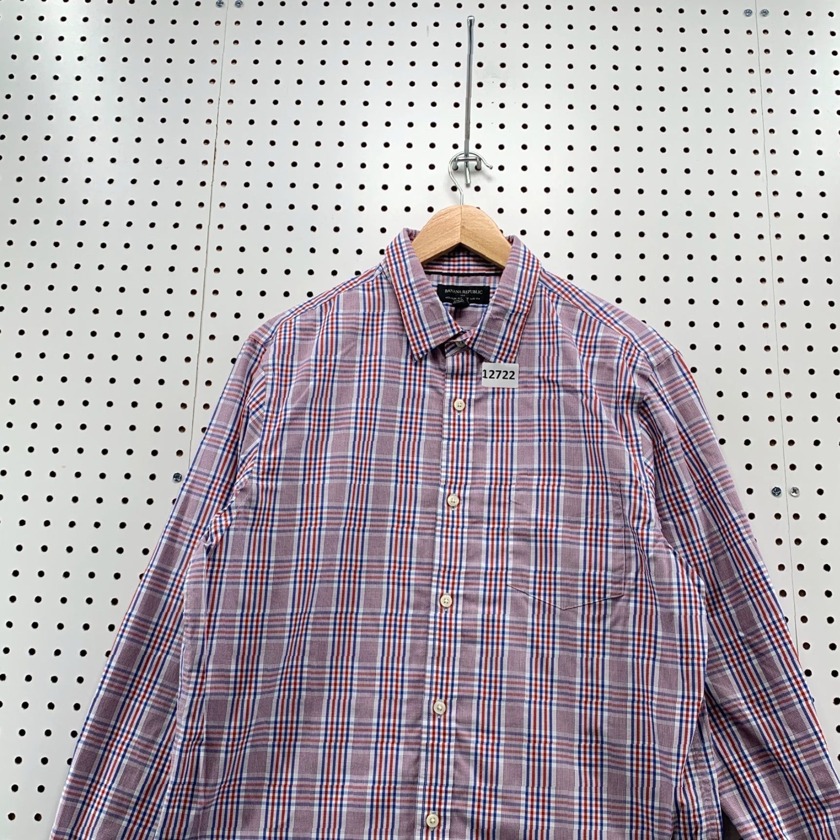 Banana Republic VINTAGE Banana Republic Shirt Men Large Red Check Slim Fit Non-Iron Button-Up Size US L / EU 52-54 / 3 - 6 Thumbnail