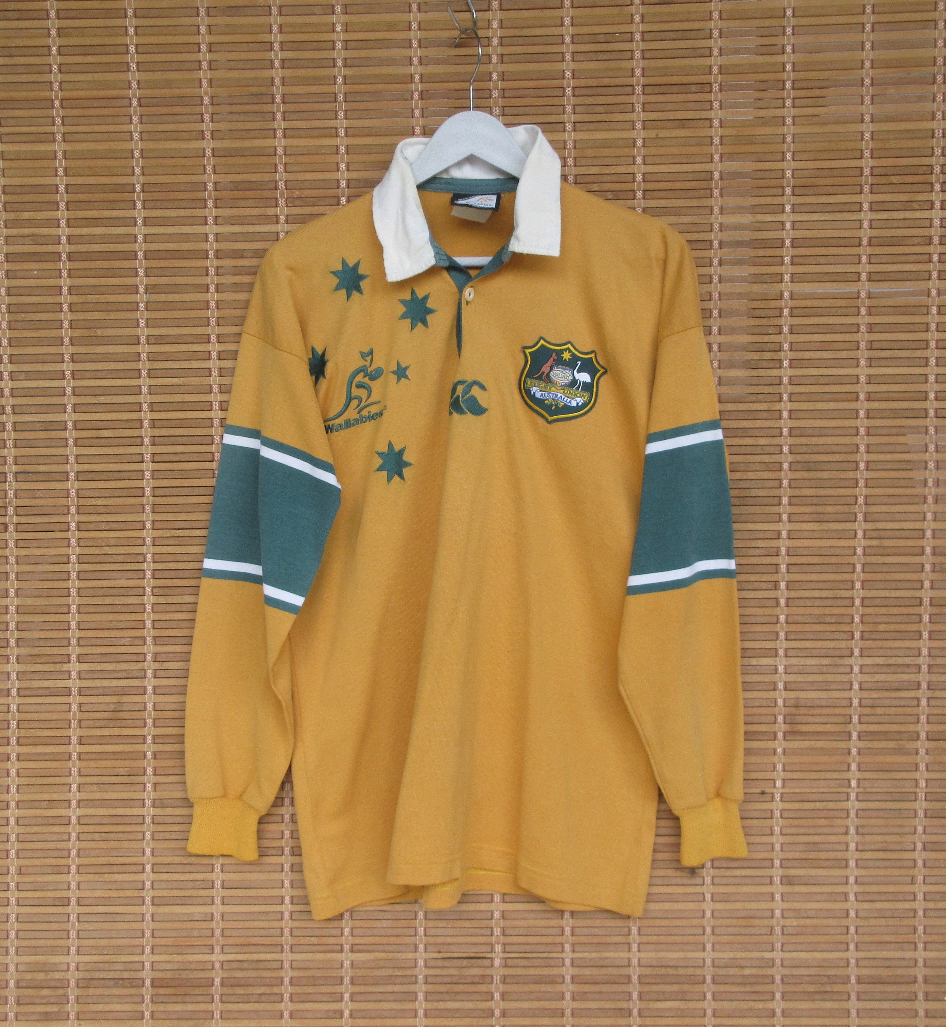 image of Canterbury Of New Zealand x Vintage Wallabies Canterbury Of Australia Rugby Shirt in Yellow (Size M