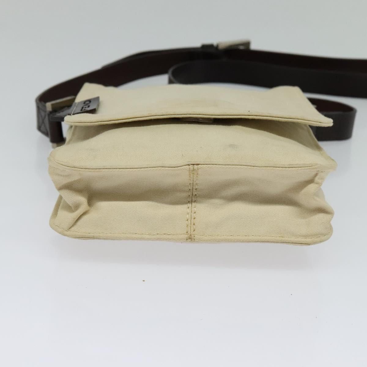 FENDI Shoulder Bag Canvas White Silver