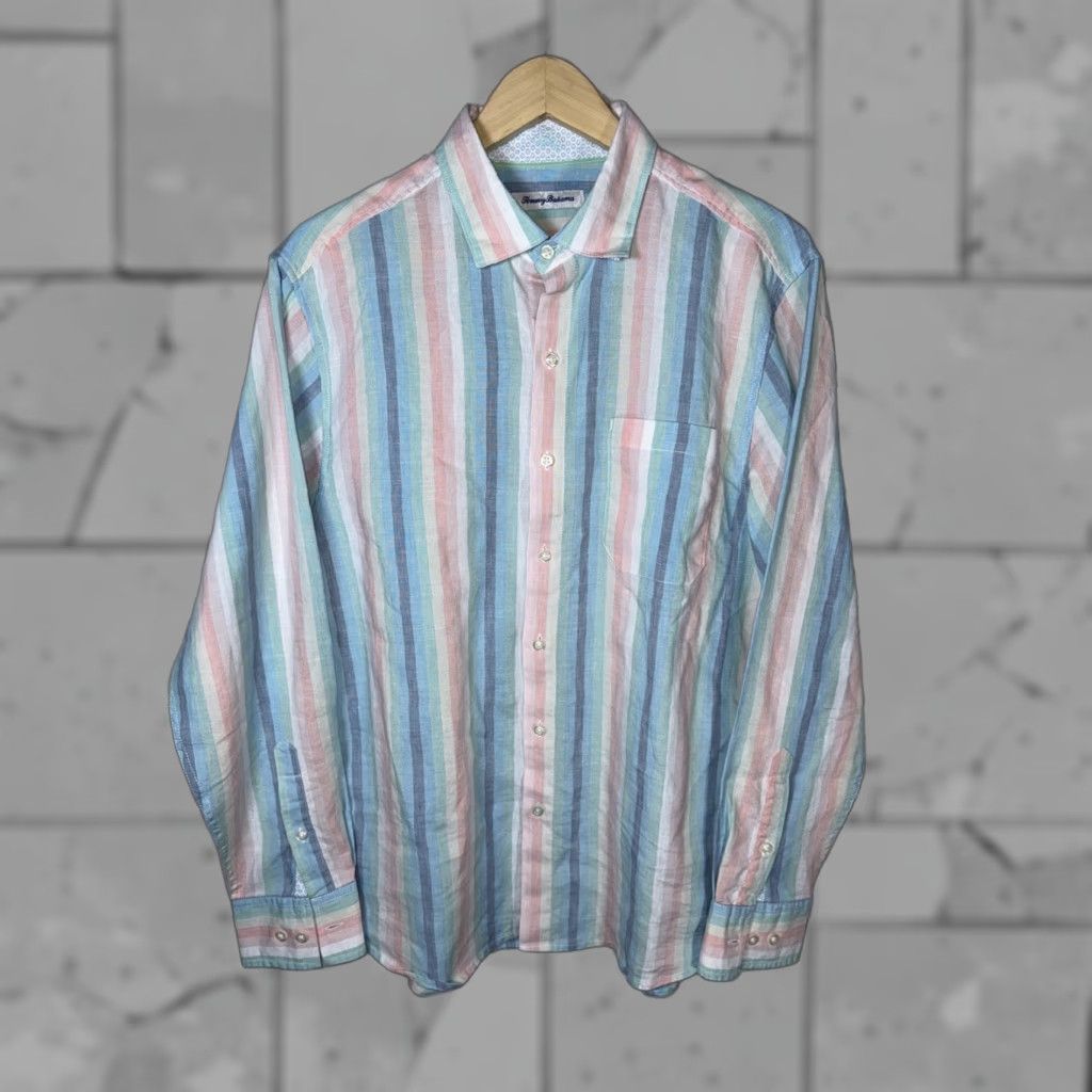 Tommy Bahama TOMMY BAHAMA Linen Blend Pastels Striped Shirt Mens M Size US M / EU 48-50 / 2 - 1 Thumbnail