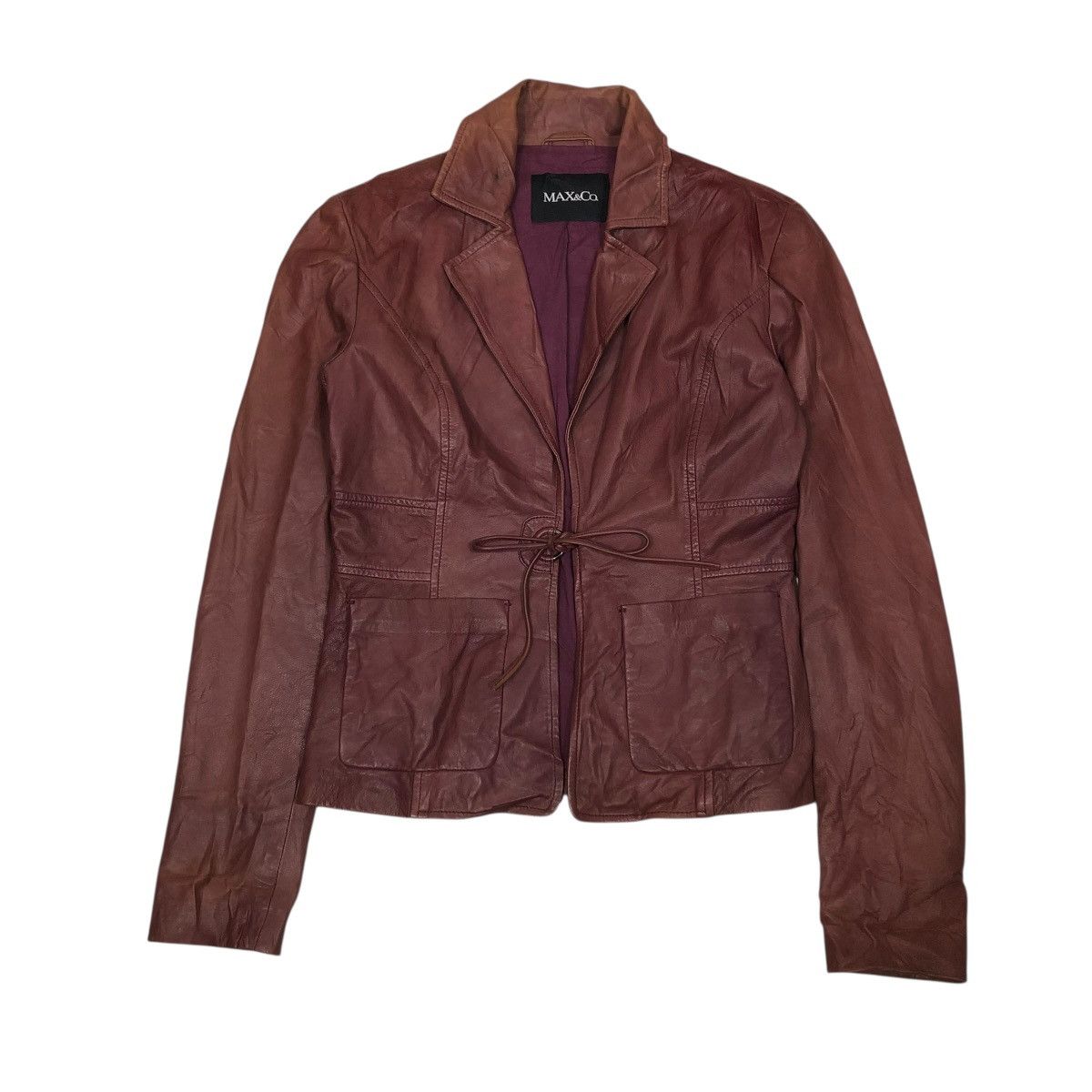 Japanese Brand 🔥VINTAGE CROPPED BIKER LEATHER JACKET MAX & CO Size S / US 4 / IT 40 - 1 Thumbnail