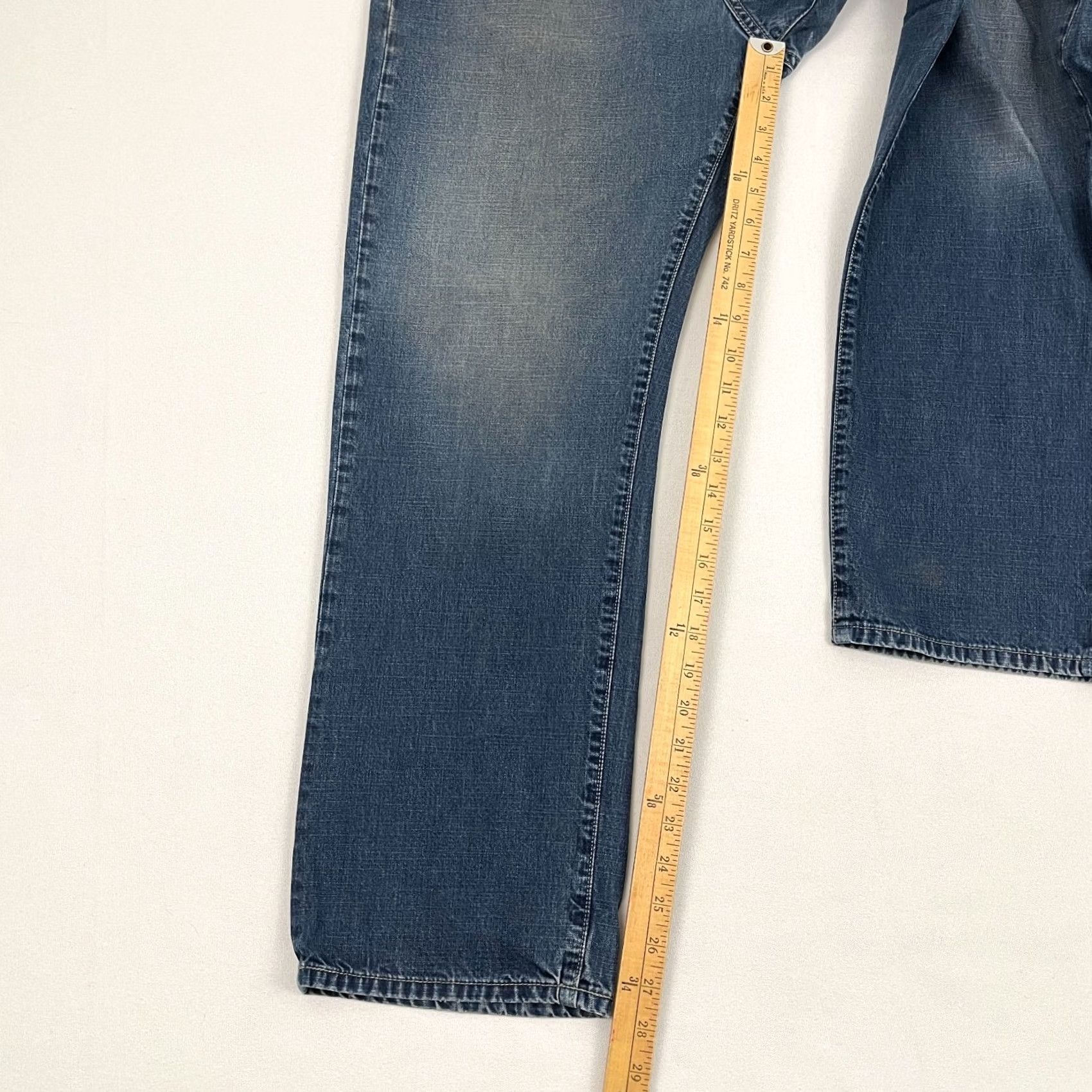 Diesel Diesel Jeans Mens 33 x 28 Straight Jeans Blue Denim Grunge Button Fly Y2K Regular Rise Mid Pattern Solid 5-Pocket Size US 33 - 5 Thumbnail