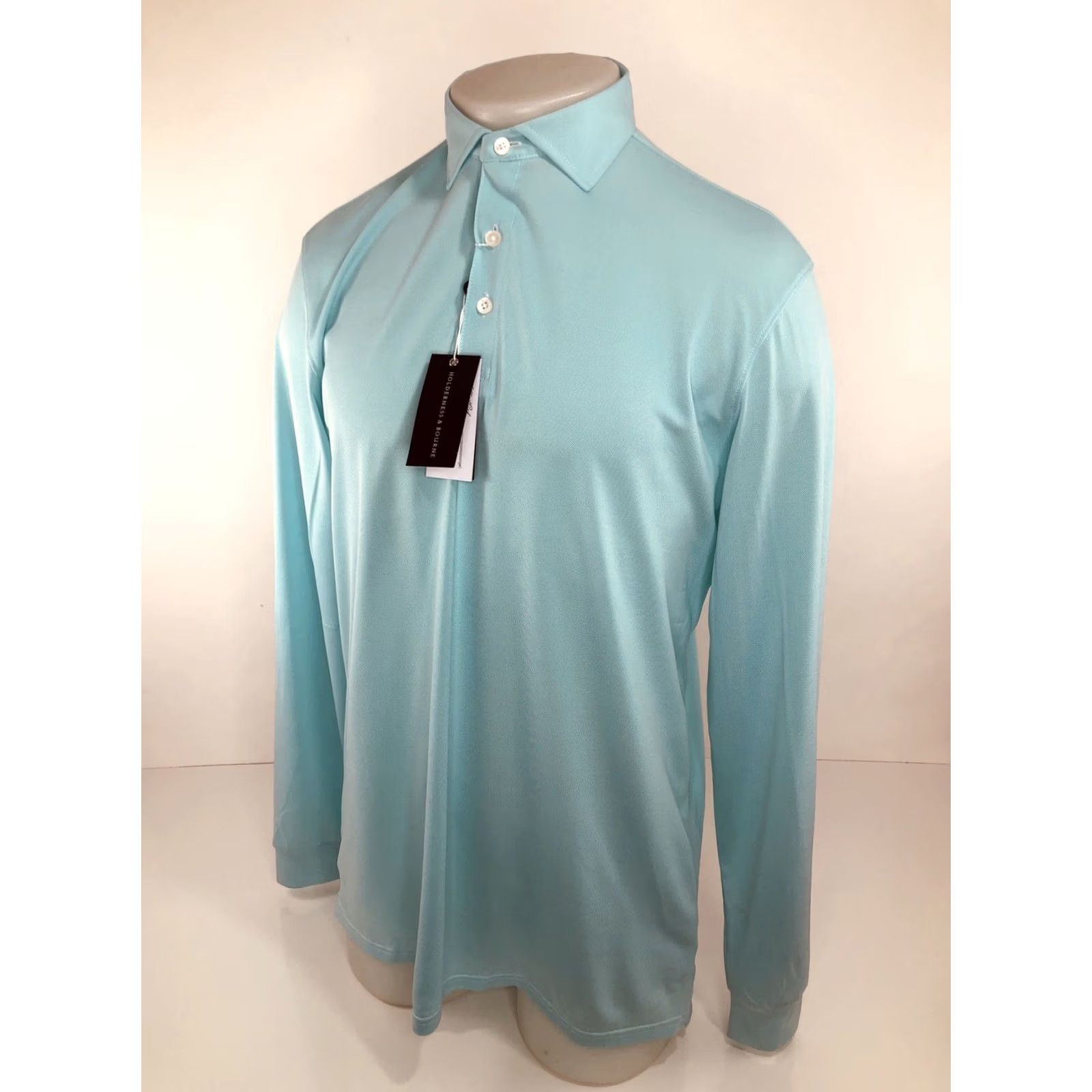 Vintage HOLDERNESS & BOURNE / THE GUILFORD - Knit PIQUE Polo Md. Shirt - Greenish Blue - M - Men Size US M / EU 48-50 / 2 - 3 Thumbnail