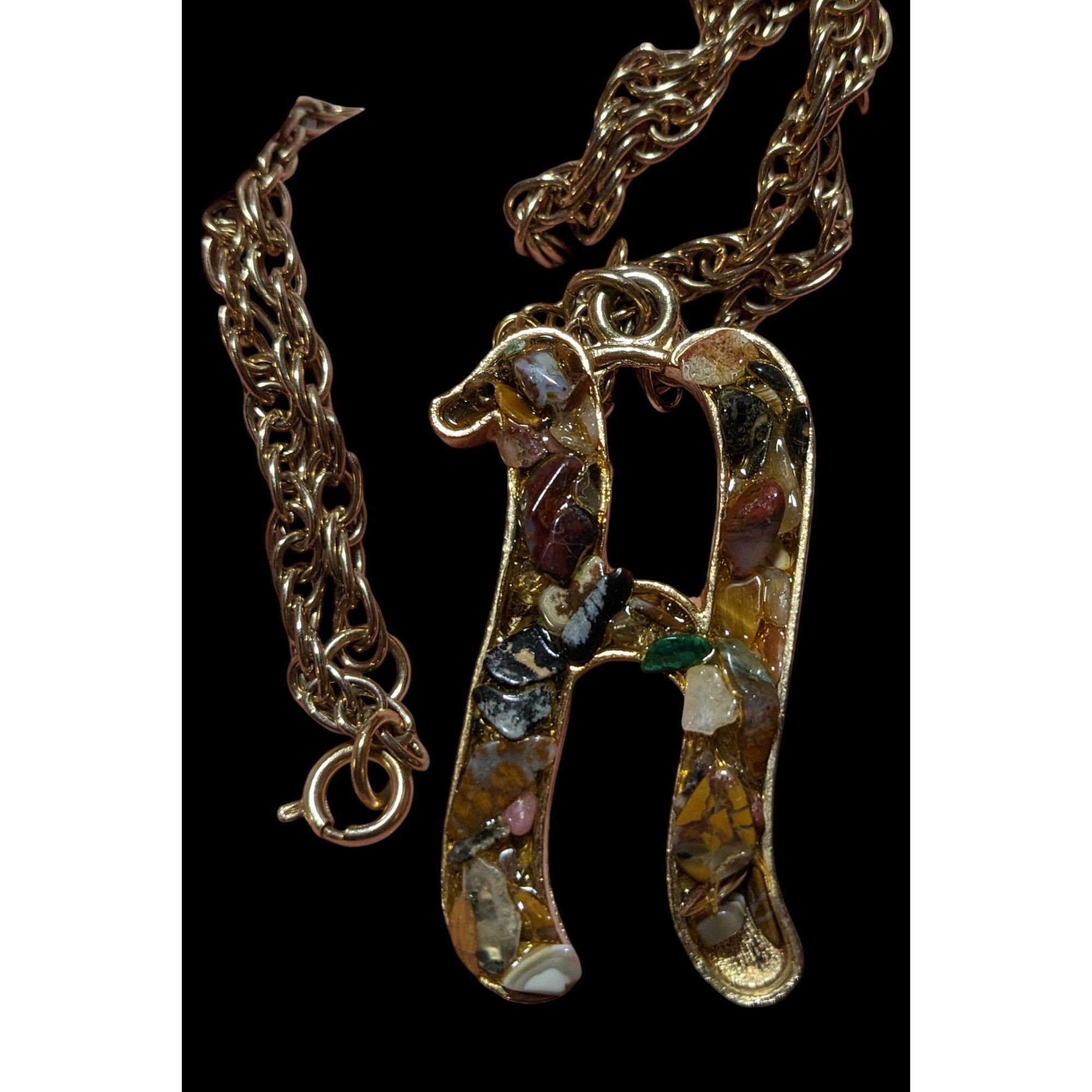 Other Gemstone Chip H Initial Pendant Necklace Size ONE SIZE - 4 Thumbnail