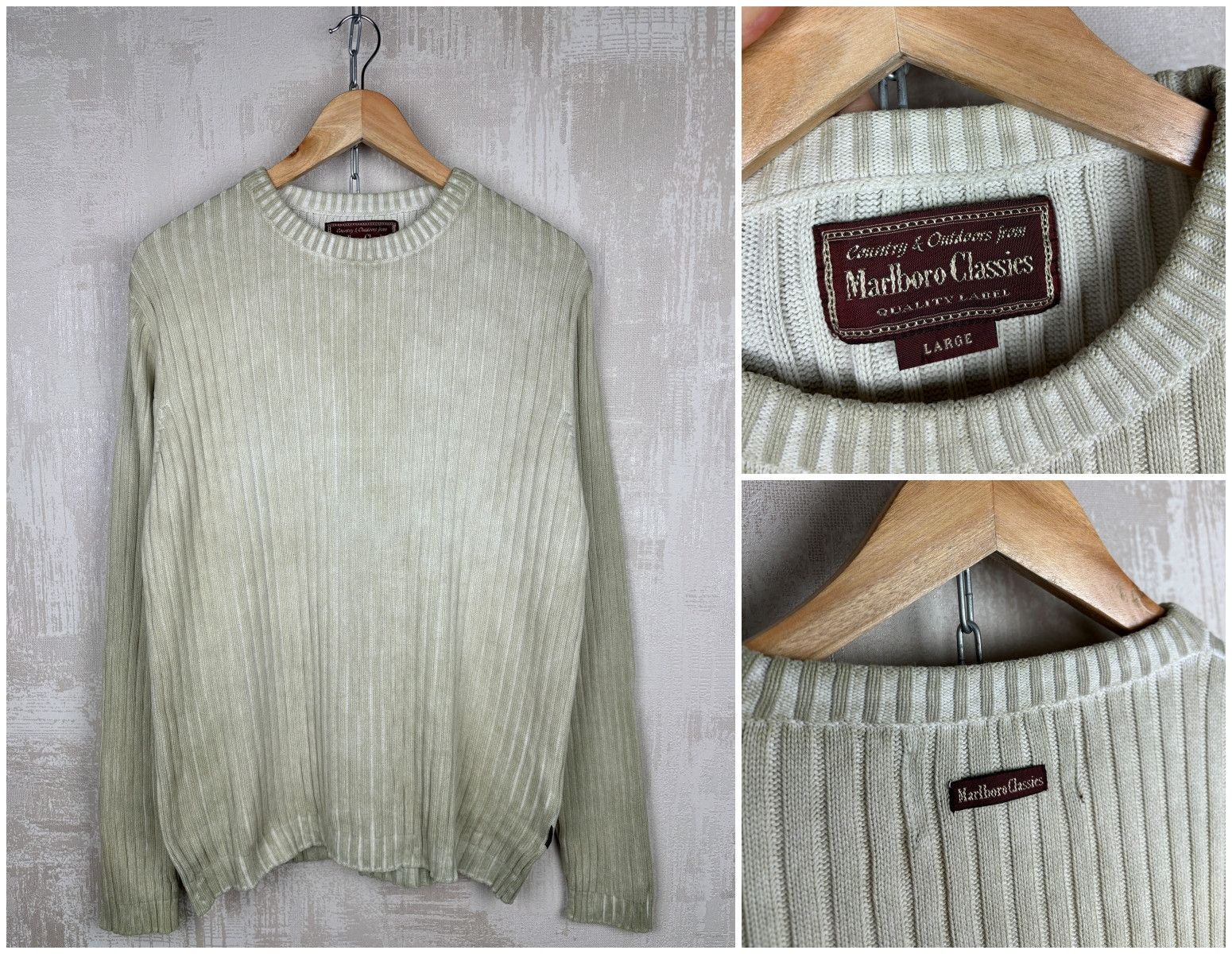 Marlboro Classics × Vintage Marlboro Classics Ribbed Rib Knit Vintage Sweater Crew Neck Size US L / EU 52-54 / 3 - 1 Thumbnail