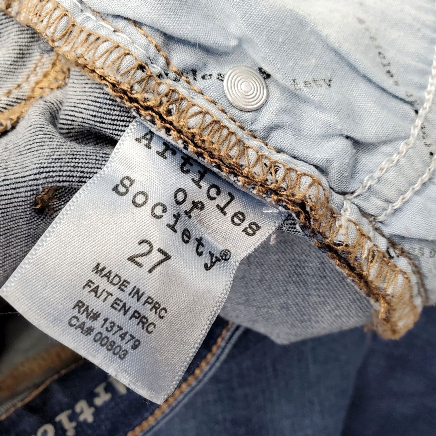 Vintage Articles of Society Jeans Womens 27 Blue Denim Flat Front Stretch Skinny Leg Jeans Size 27" / US 4 / IT 40 - 7 Thumbnail