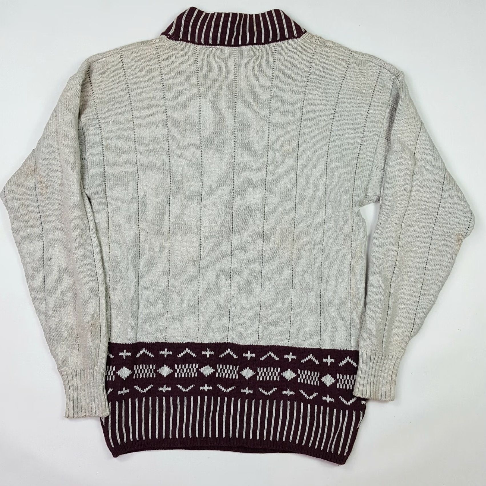 Hogan VINTAGE Hogan Gray Knit Pullover Sweater Shirt Men M Cotton V-Neck 80s Preppy Fall Winter Retro College Casual Mens Size US M / EU 48-50 / 2 - 7 Thumbnail