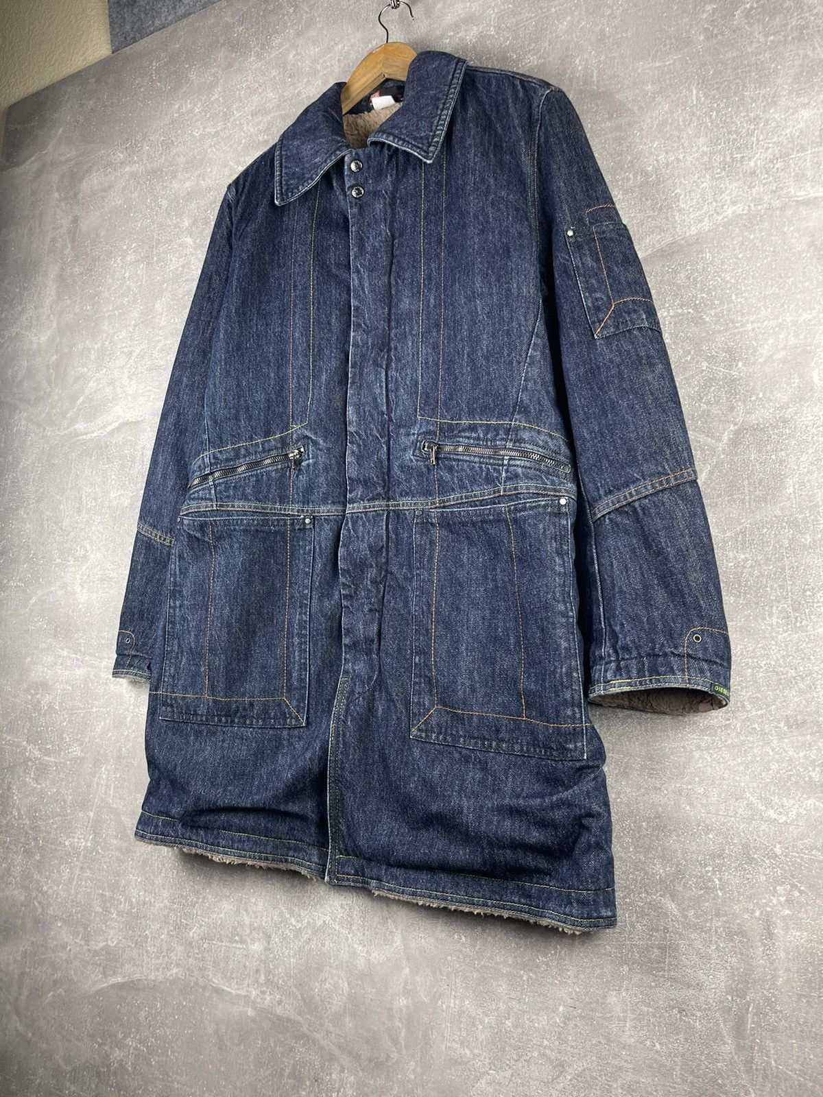 Diesel DIESEL Vintage 00s Avant Grade Sherpa Lined Heavy Denim Coat Size US S / EU 44-46 / 1 - 2 Thumbnail