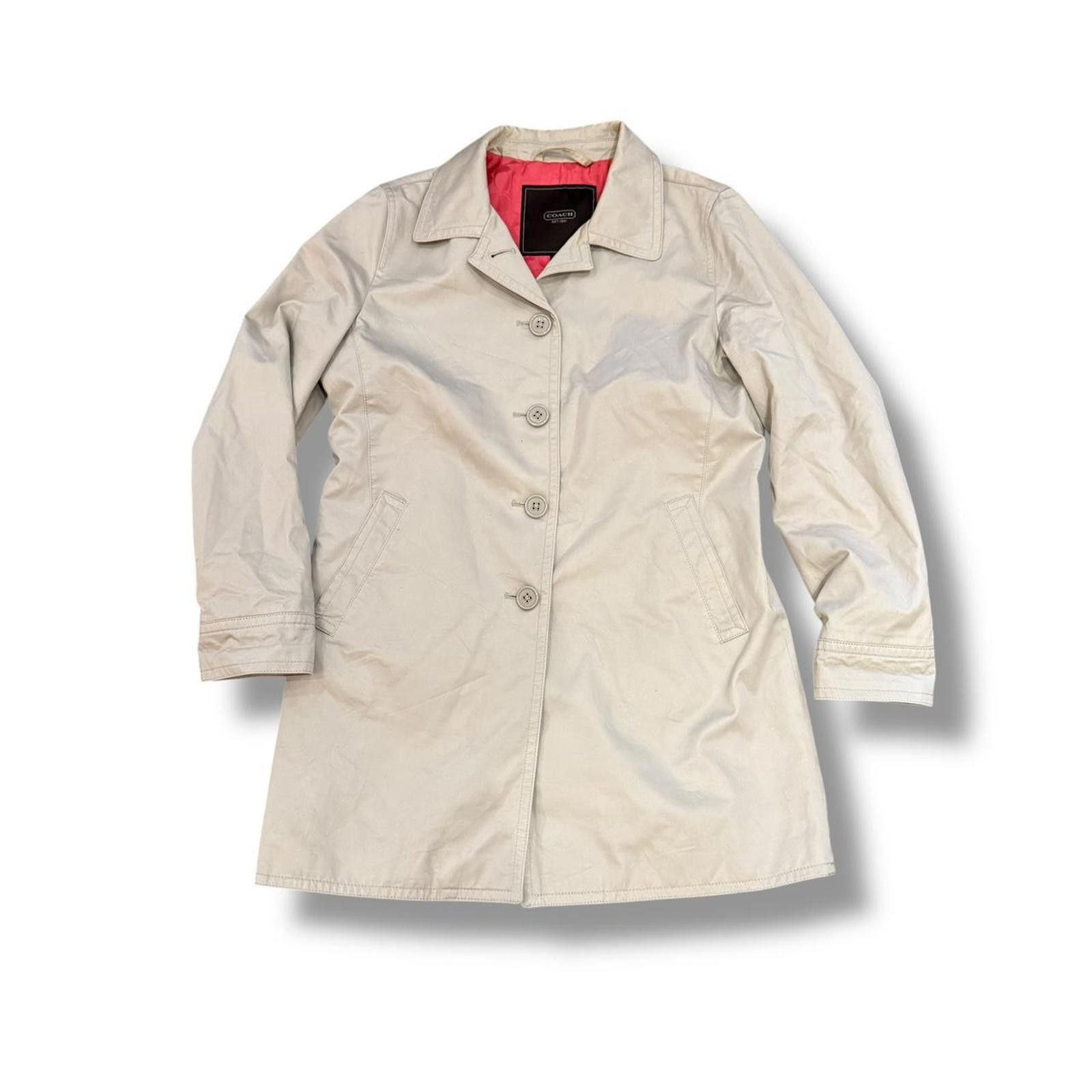 Tan Coach Women's Collared Peacoat