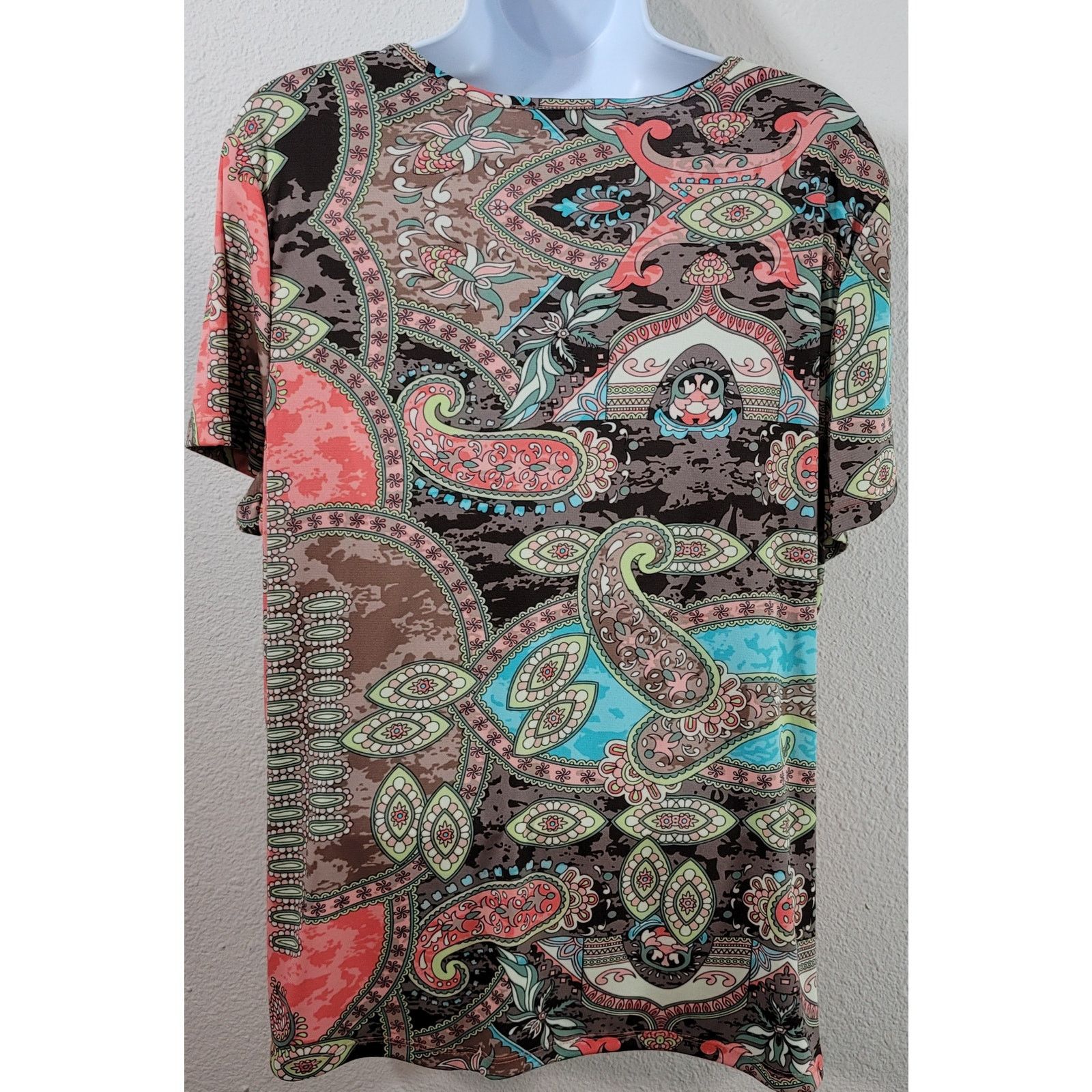Other TanJay Orange Pink Brown Paisley Print Rhinestone Top Large Size L / US 10 / IT 46 - 3 Thumbnail