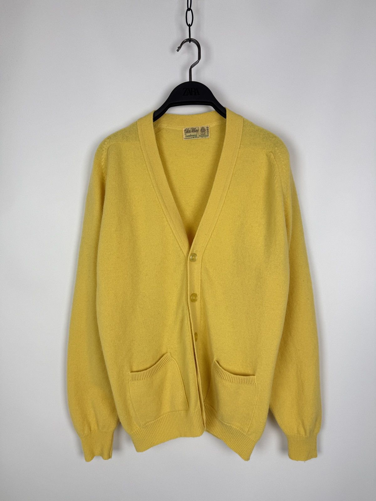 1970s Vintage Glen Abbey Irish Lambswool Yellow Cardigan