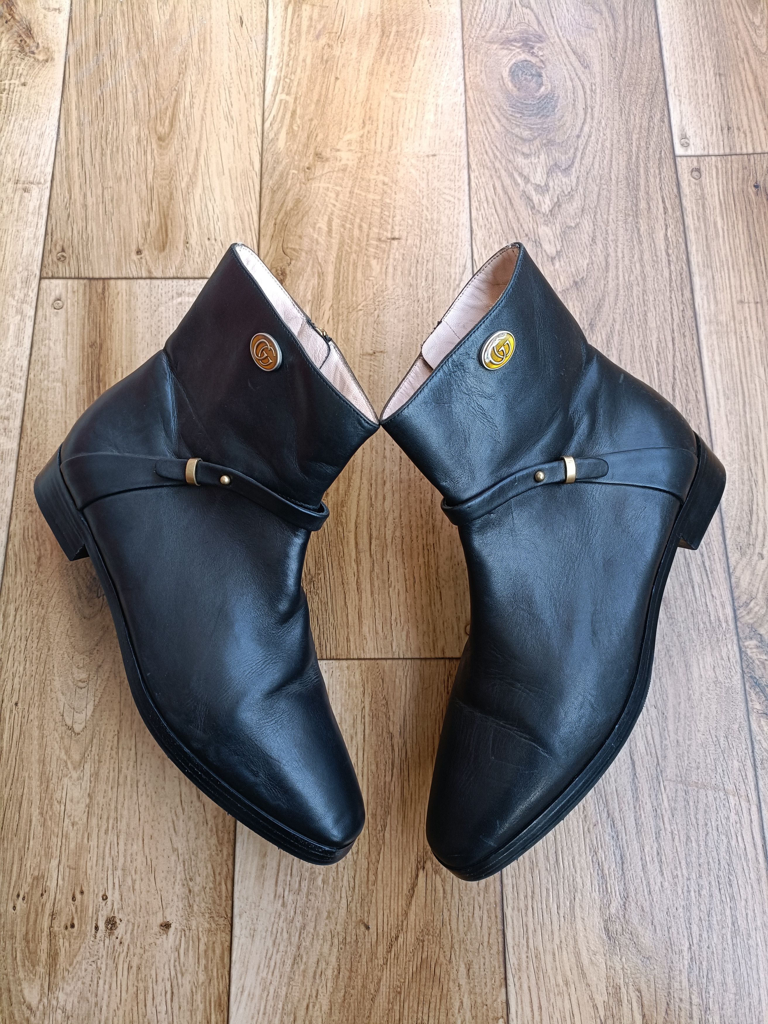 Leather ankle boot with sylvie web replica hot sale