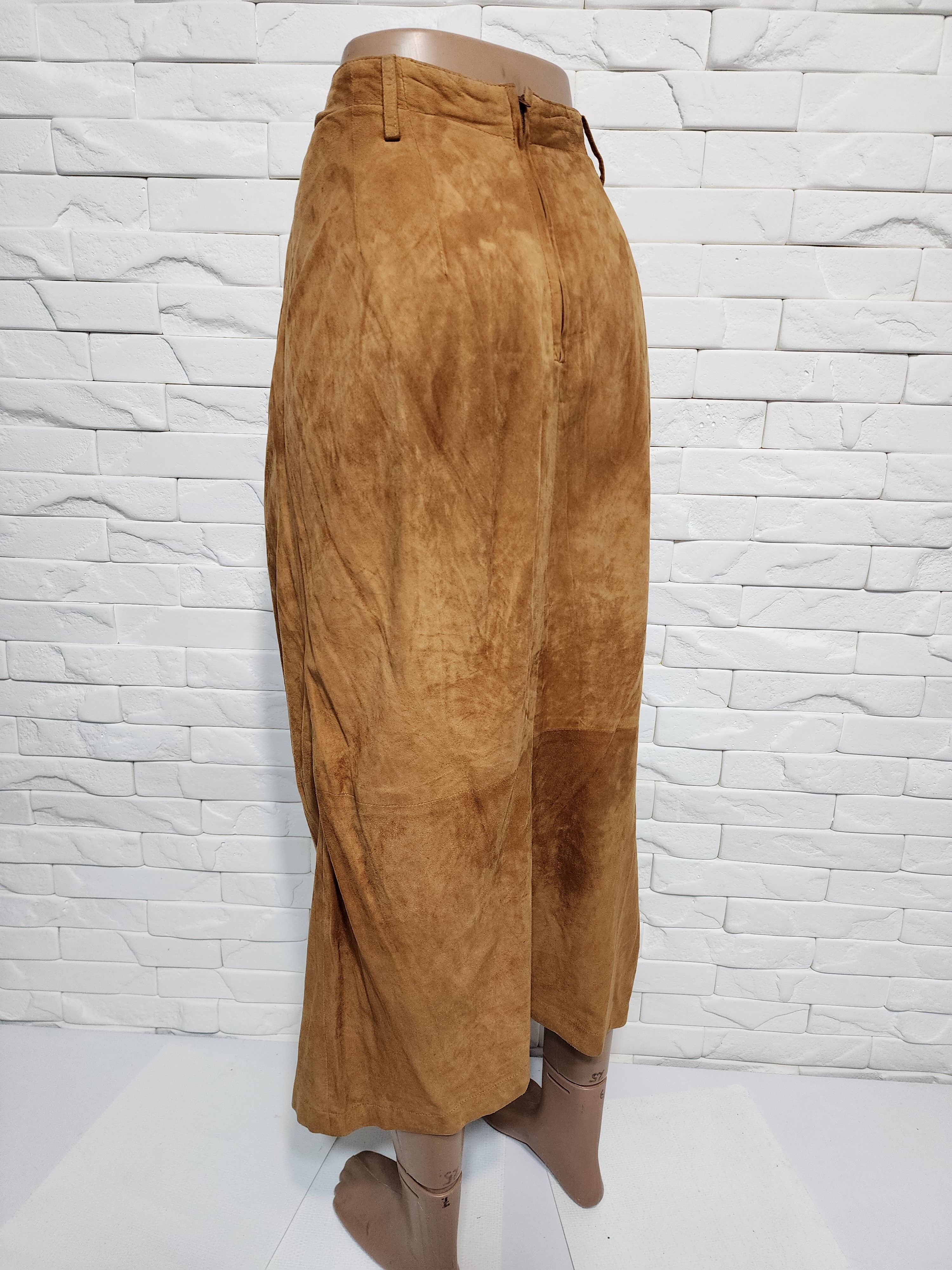 Genuine Leather Brown Suede Leather Skirt Size 33" - 6 Thumbnail