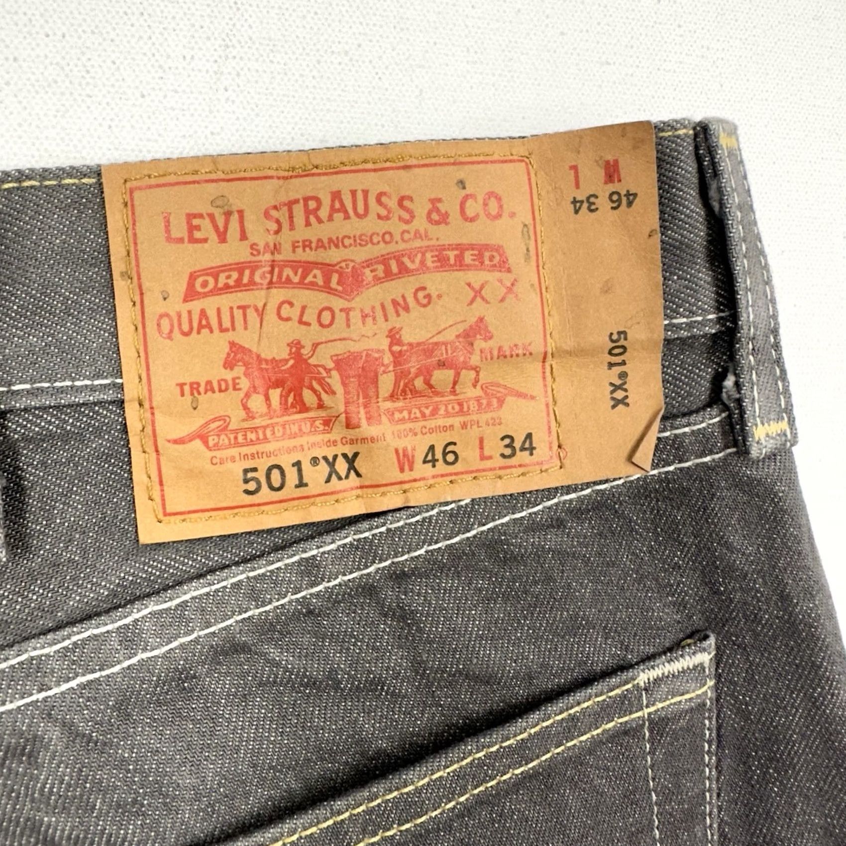 Levi's VINTAGE Levi's 501xx Jeans Straight Leg Mens 46x27 Gray Faded Button Fly Original 501 XX Size US 30 / EU 46 - 5 Thumbnail