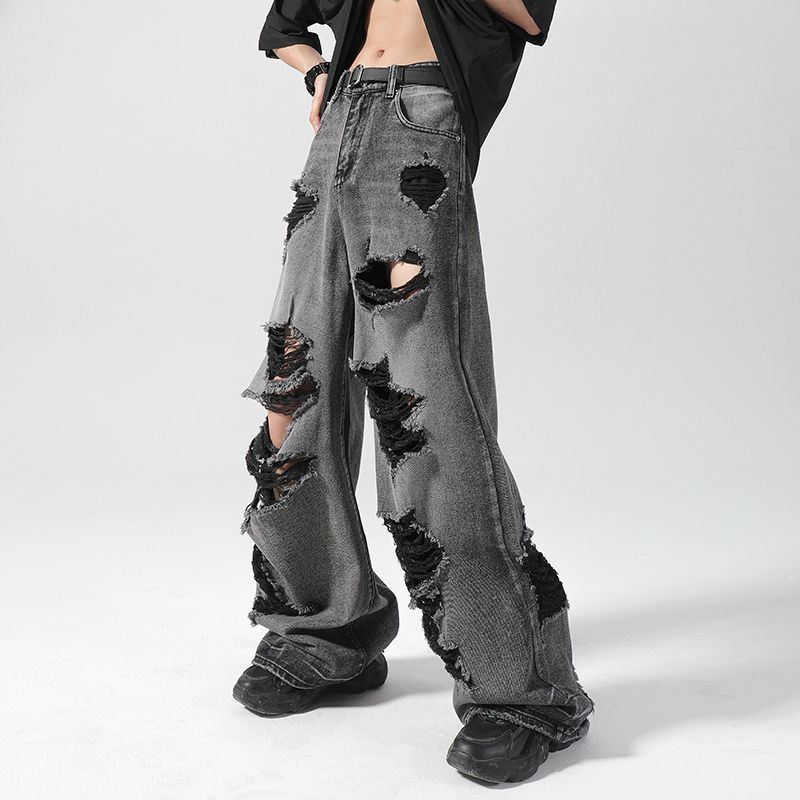 Vintage Men's Loose-Fit Distressed Wide-Leg Ripped Jeans Size US 32 / EU 48 - 3 Thumbnail
