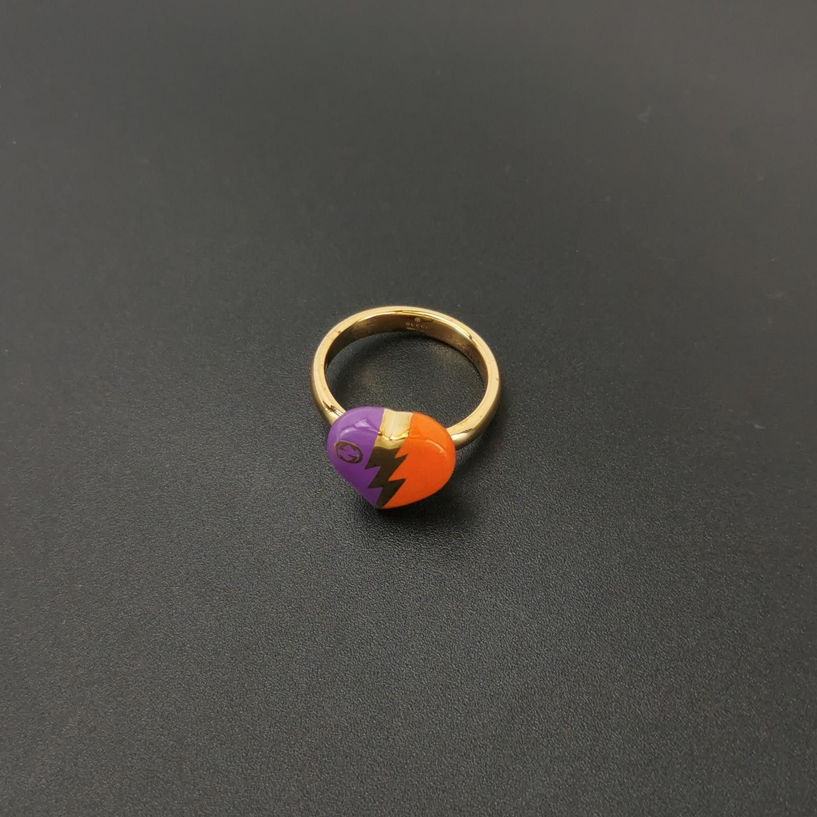 Gucci Gucci Colorblock Heart Double G Ring Size 17 -z2505 Size ONE SIZE - 4 Thumbnail