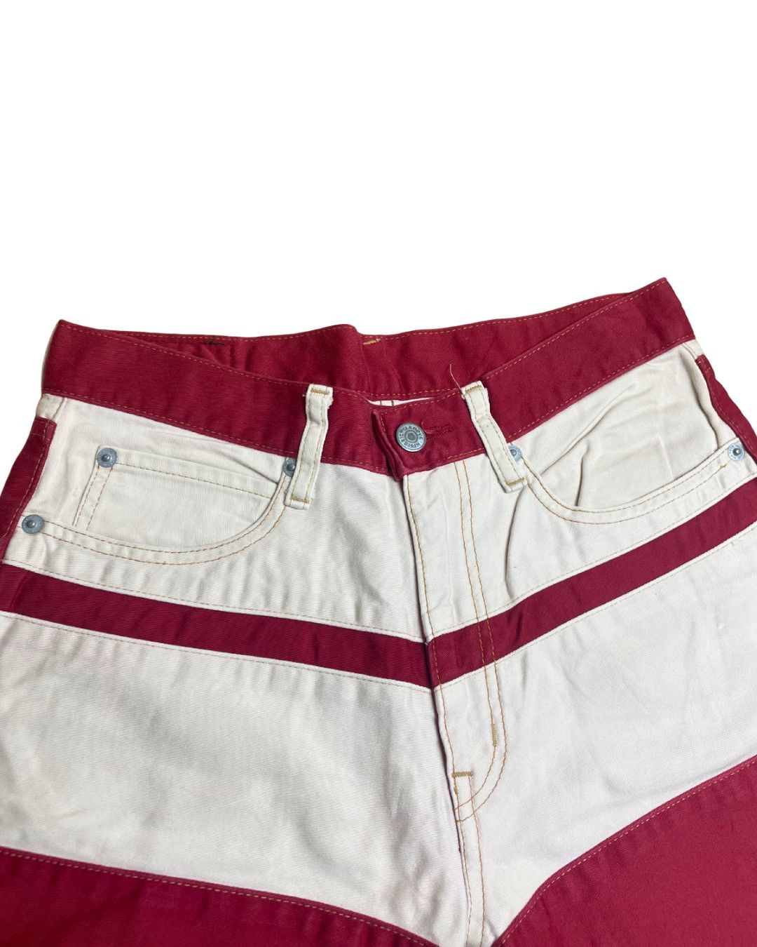 Japanese Brand hysteric glamour "A-Line" Striped Punk-Style Denim Shorts Size 28" / US 6 / IT 42 - 7 Thumbnail