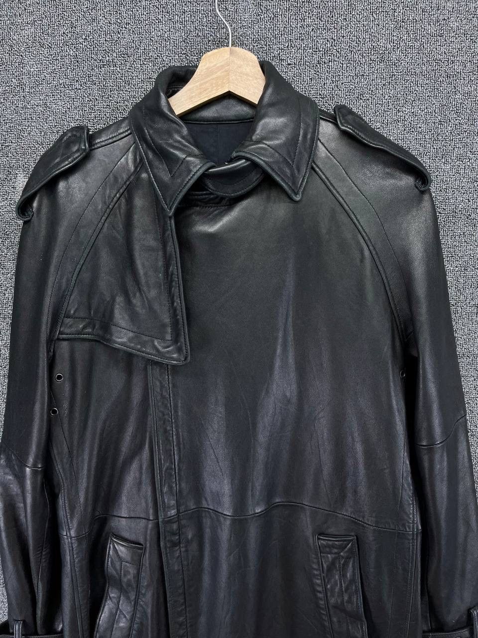 Jean Paul Gaultier × Vintage Vintage Jean Paul Gaultier Trench Coat Long Leather Jacket Size XL / US 12-14 / IT 48-50 - 25 Thumbnail